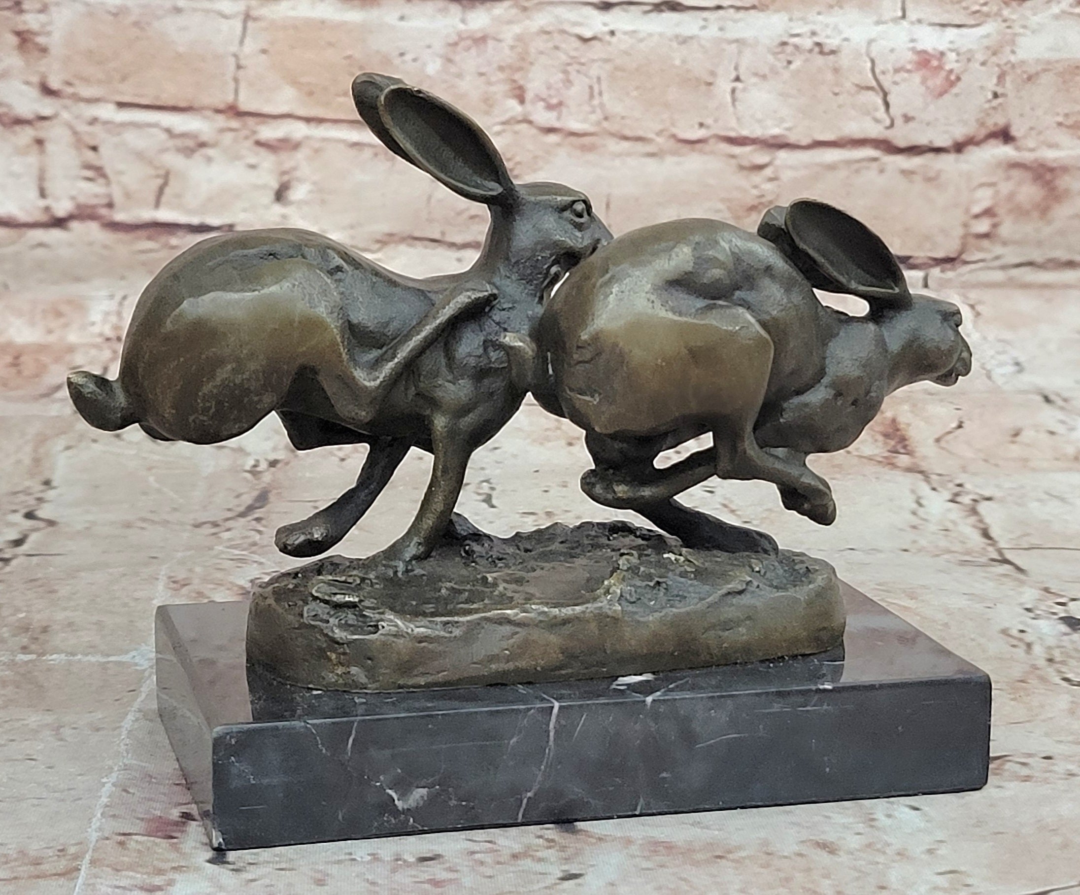 Vienna Bronze Museum Quality Bunny Rabbits Bronze Sculpture Statue Gift Figurine