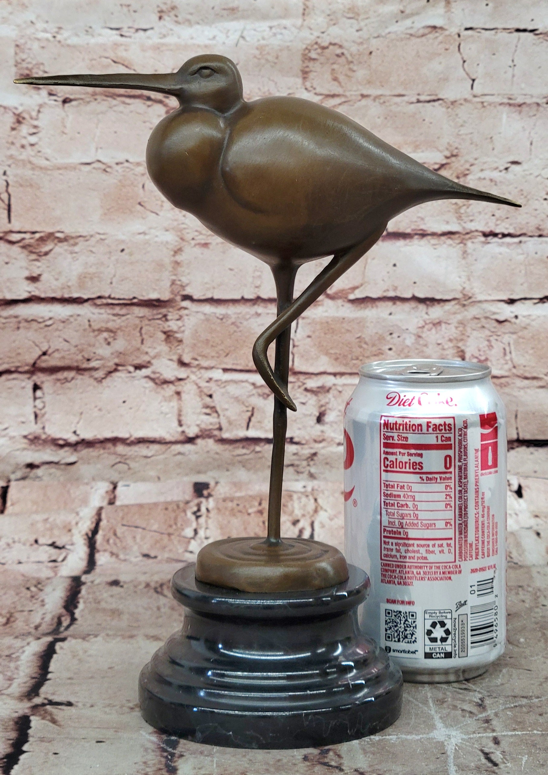 European Bronze Sculpture Egret Crane Heron Wetland Coastal Shorebird Figurine