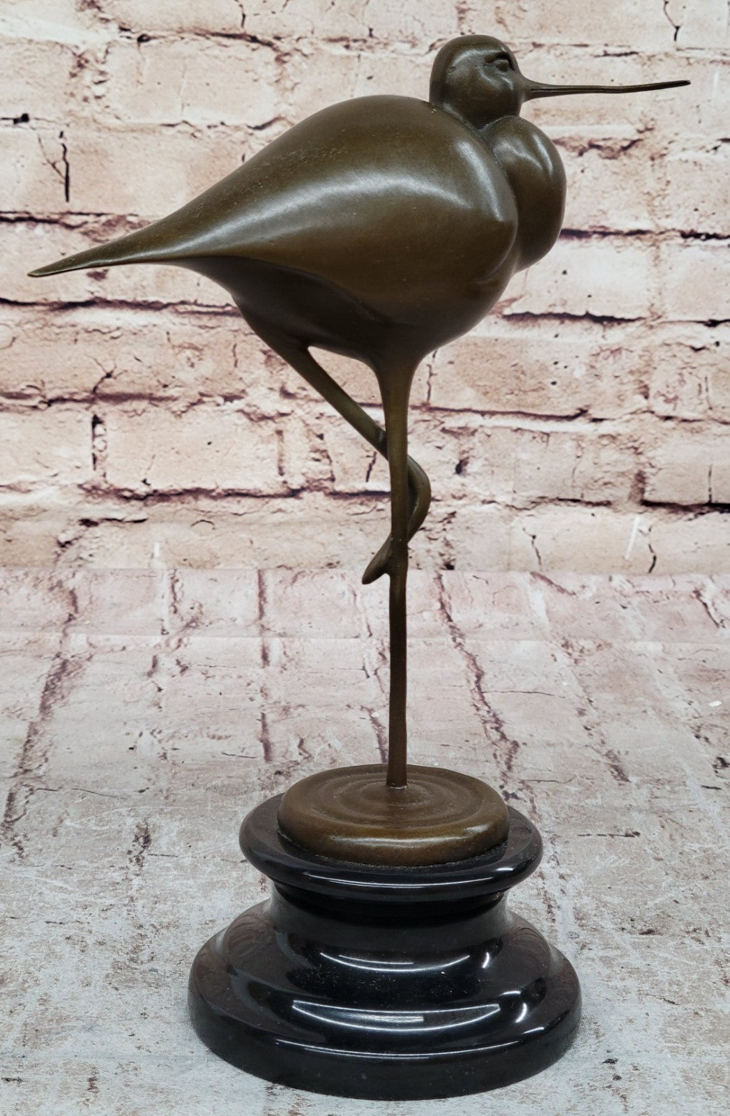 European Bronze Sculpture Egret Crane Heron Wetland Coastal Shorebird Figurine