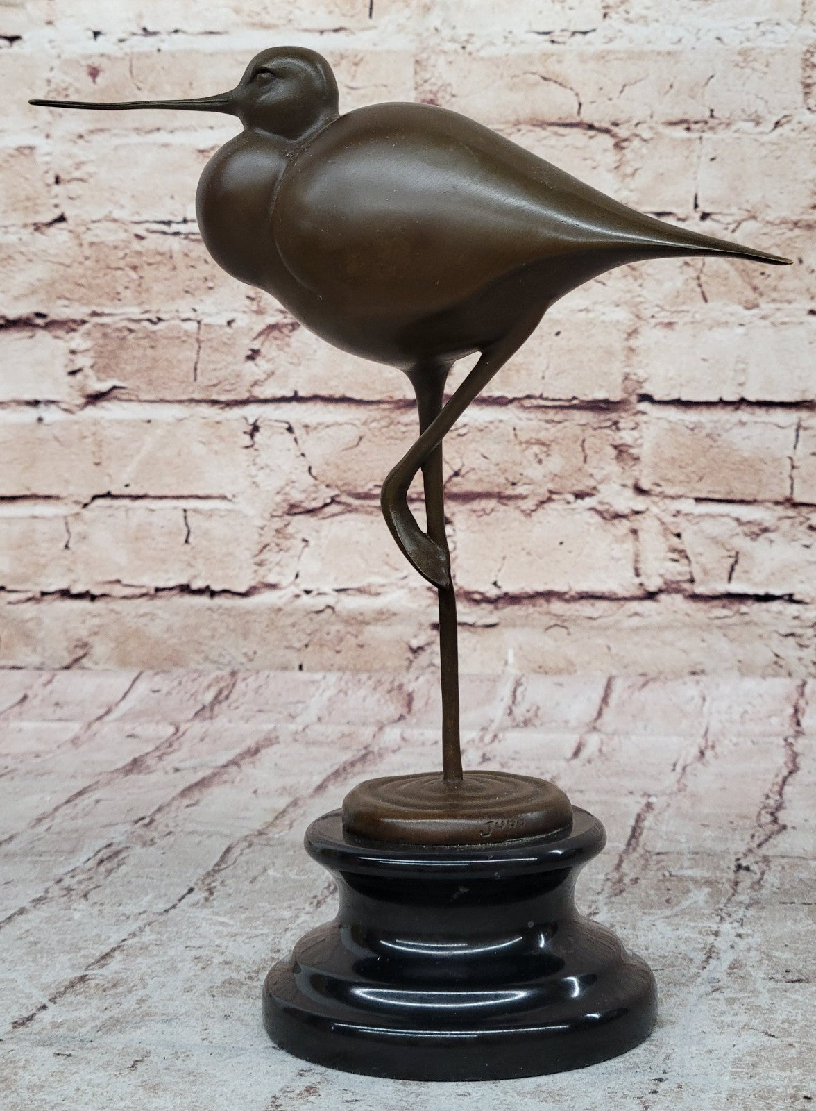 European Bronze Sculpture Egret Crane Heron Wetland Coastal Shorebird Figurine