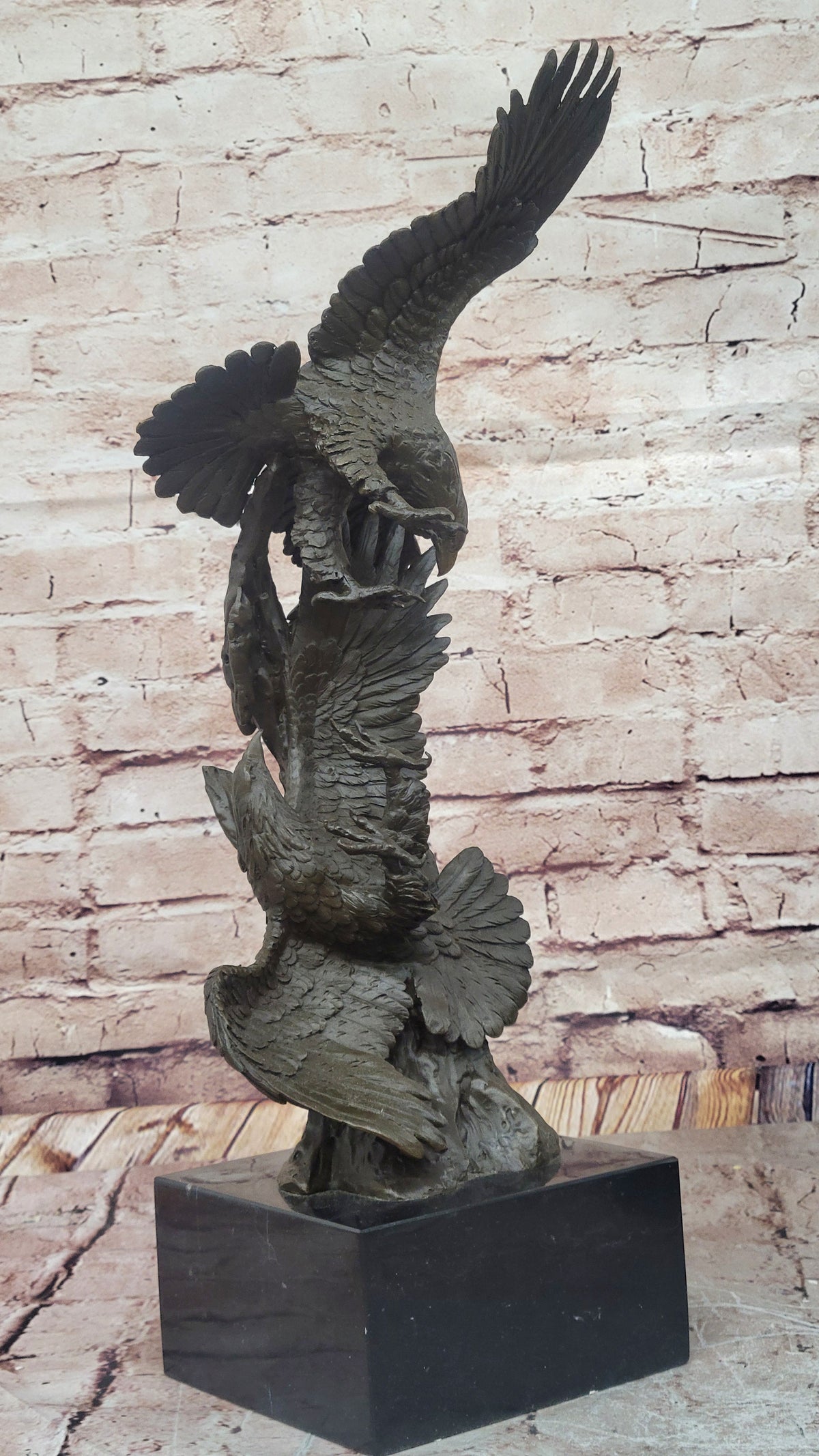 Hot Cast Detailed Classic Two Birds Eagle Bronze Museum Quality Artwork Sculpture