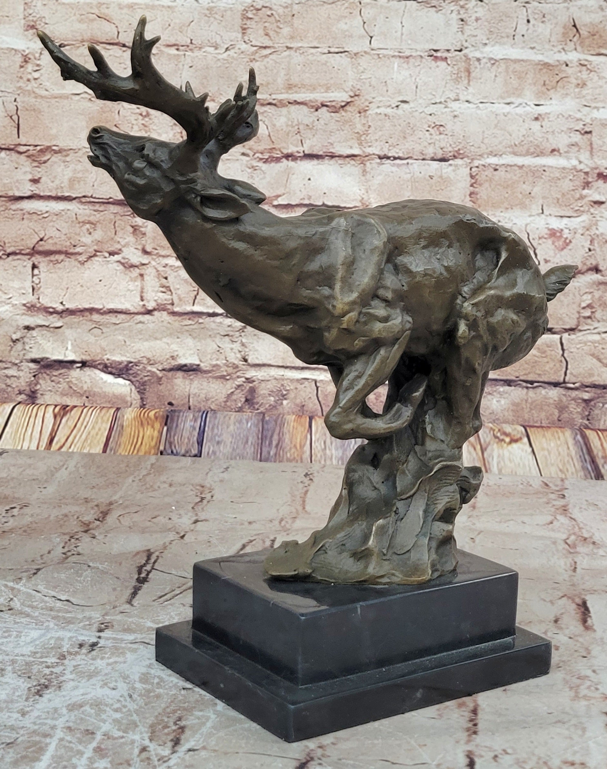 Buck Deer Elk Stag Wildlife Art Cabin Lodge Sportsman Art Bronze Marble Statue
