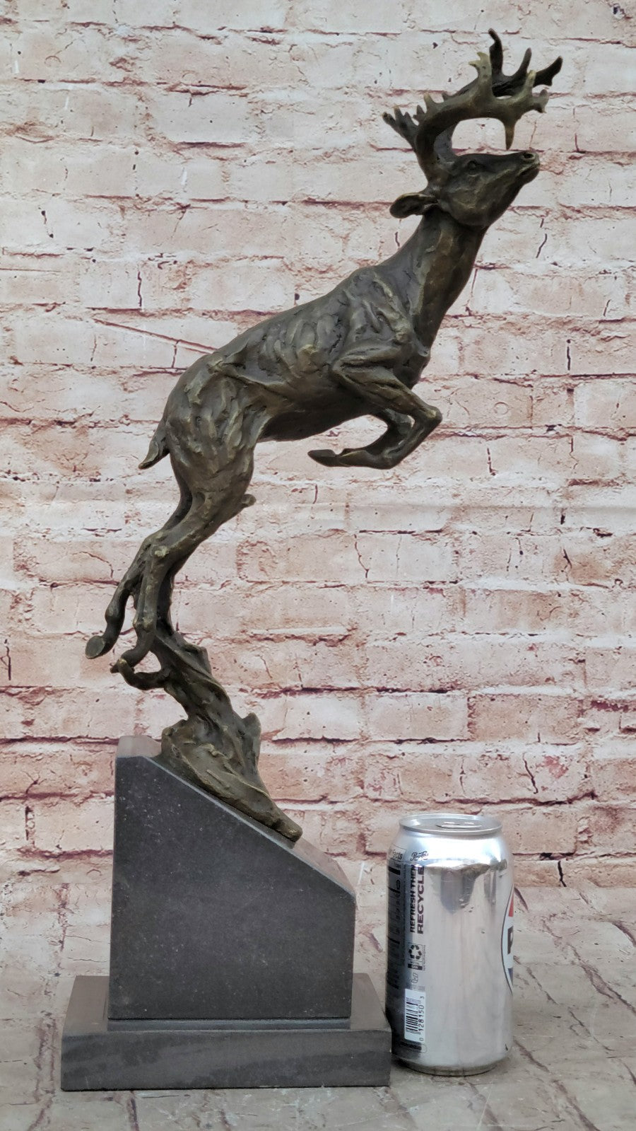 Handcrafted bronze sculpture SALE Jumping Buck Stag Deer Male Signed Art