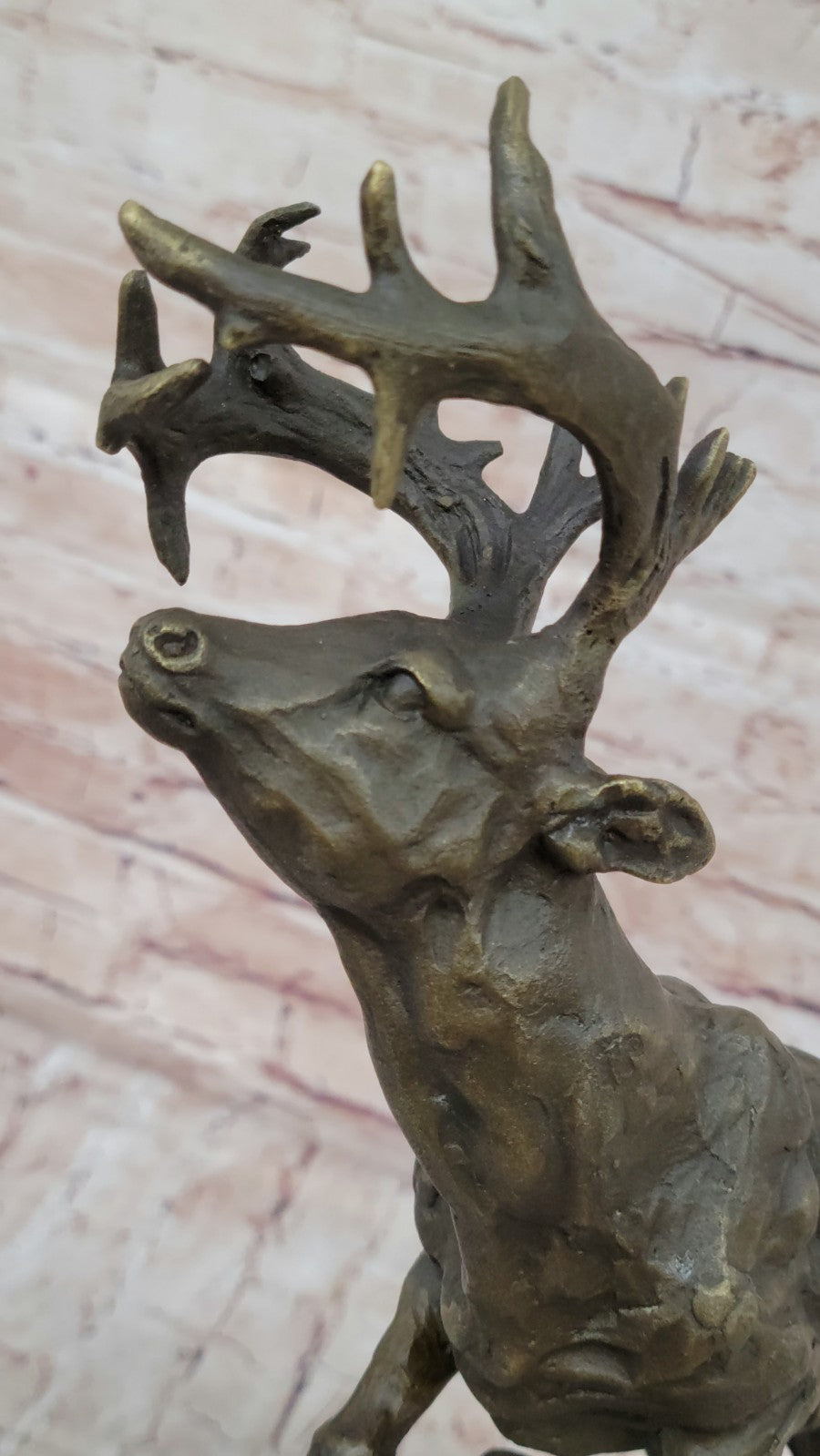 Handcrafted bronze sculpture SALE Jumping Buck Stag Deer Male Signed Art