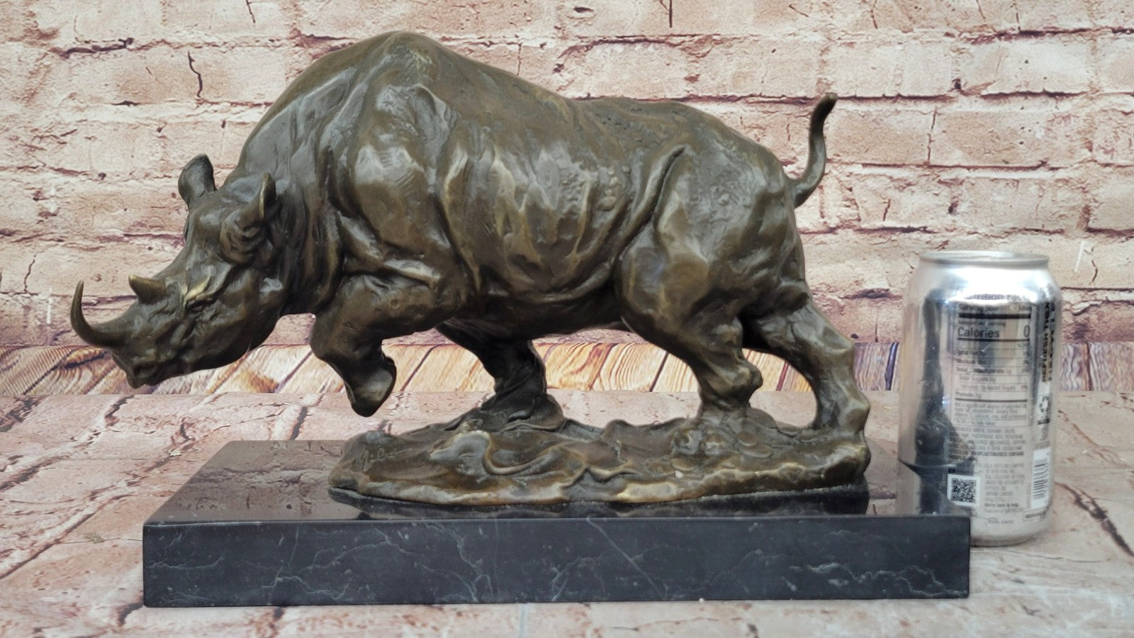 Ancient Endangered Rhinoceros Bronze Sculpture Signed Milo Animal Statue Figure