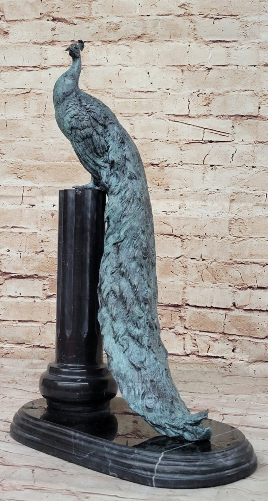 Art Deco Fine Detailed Handcrafted Peacock Bronze Sculpture Statue Figurine Sale