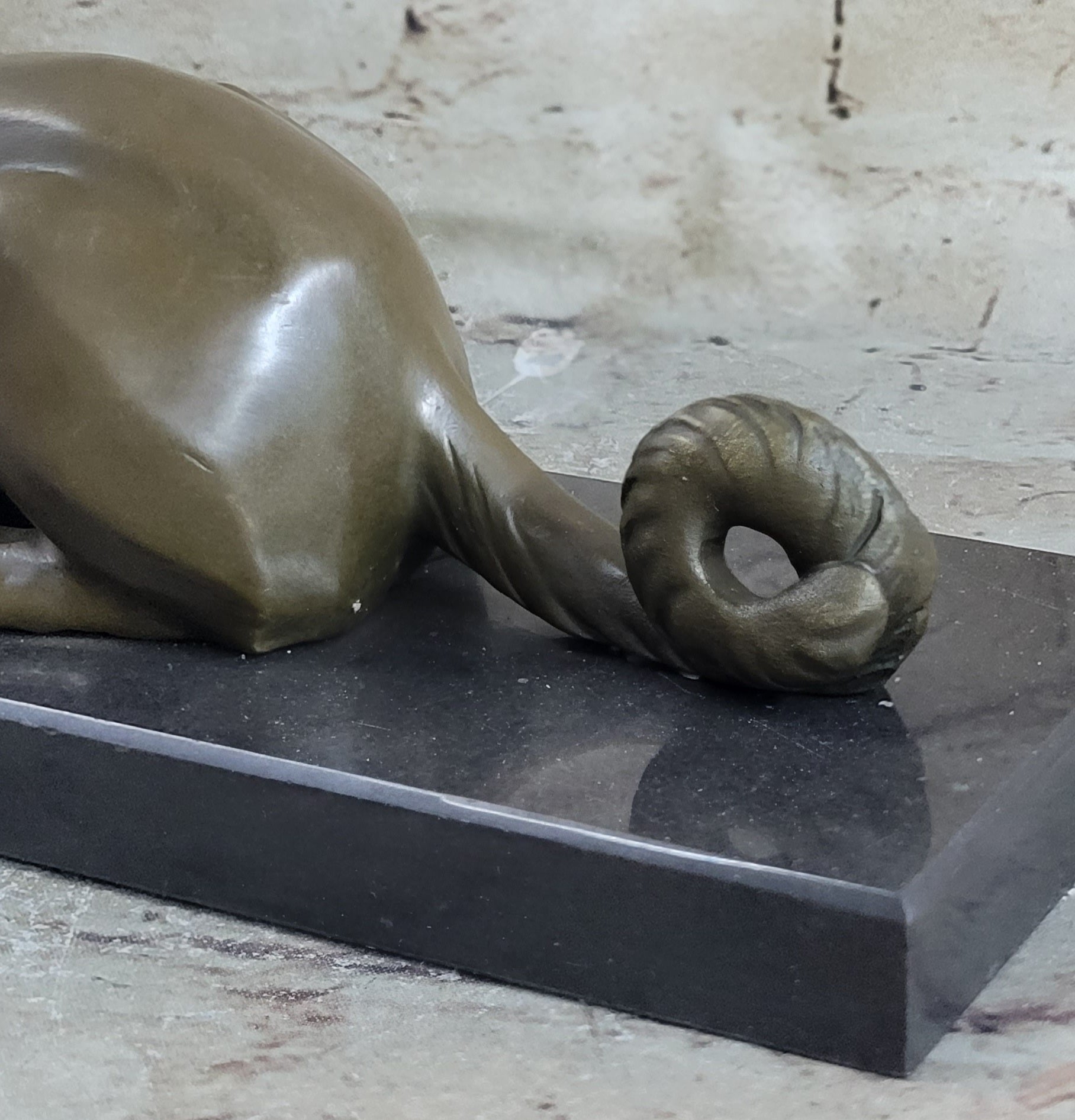 Patient Loving Greyhound Dog Rests On The Ground Bronze Sculpture Decor Art Deco