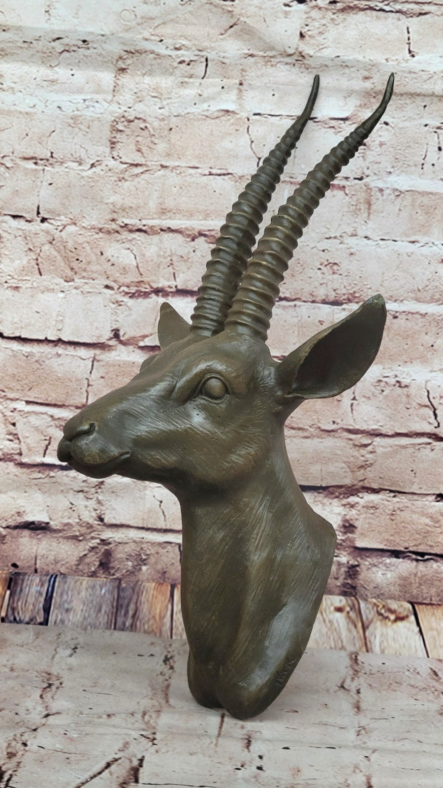 Hot Cast Hand Made Rams Head Bronze Masterpiece Home Office Decoration Figurine