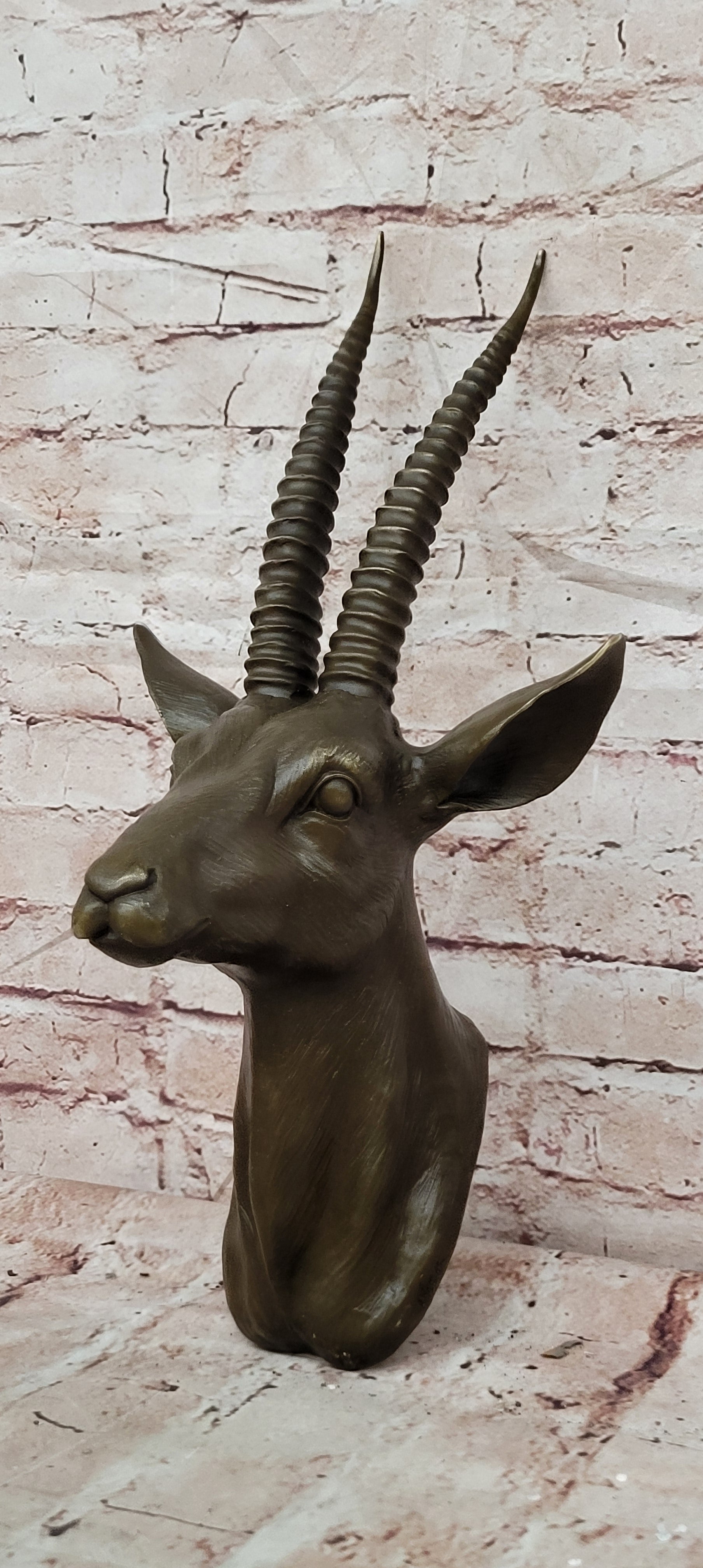 Hot Cast Hand Made Rams Head Bronze Masterpiece Home Office Decoration Figurine