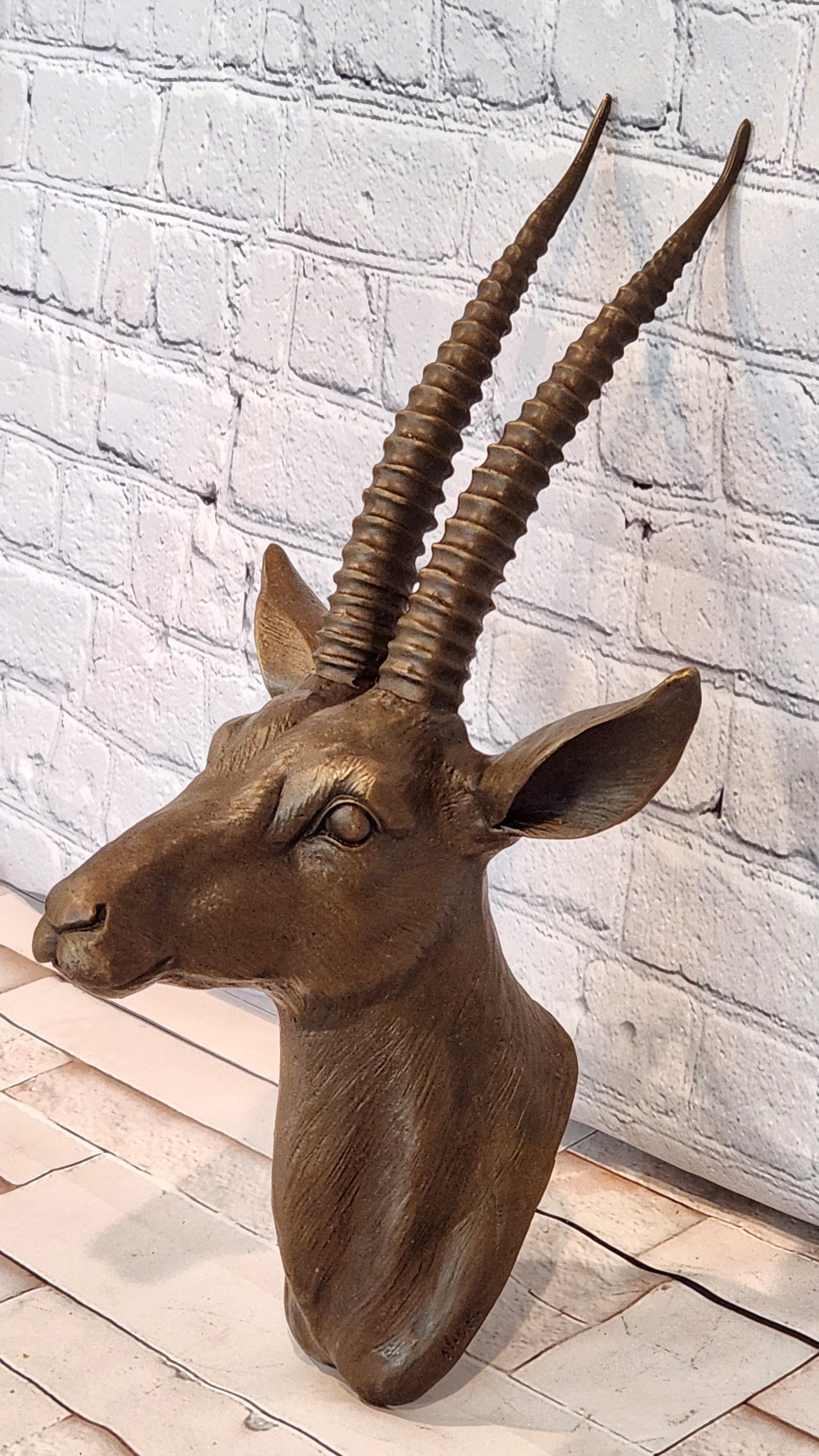 Hot Cast Hand Made Rams Head Bronze Masterpiece Home Office Decoration Figurine