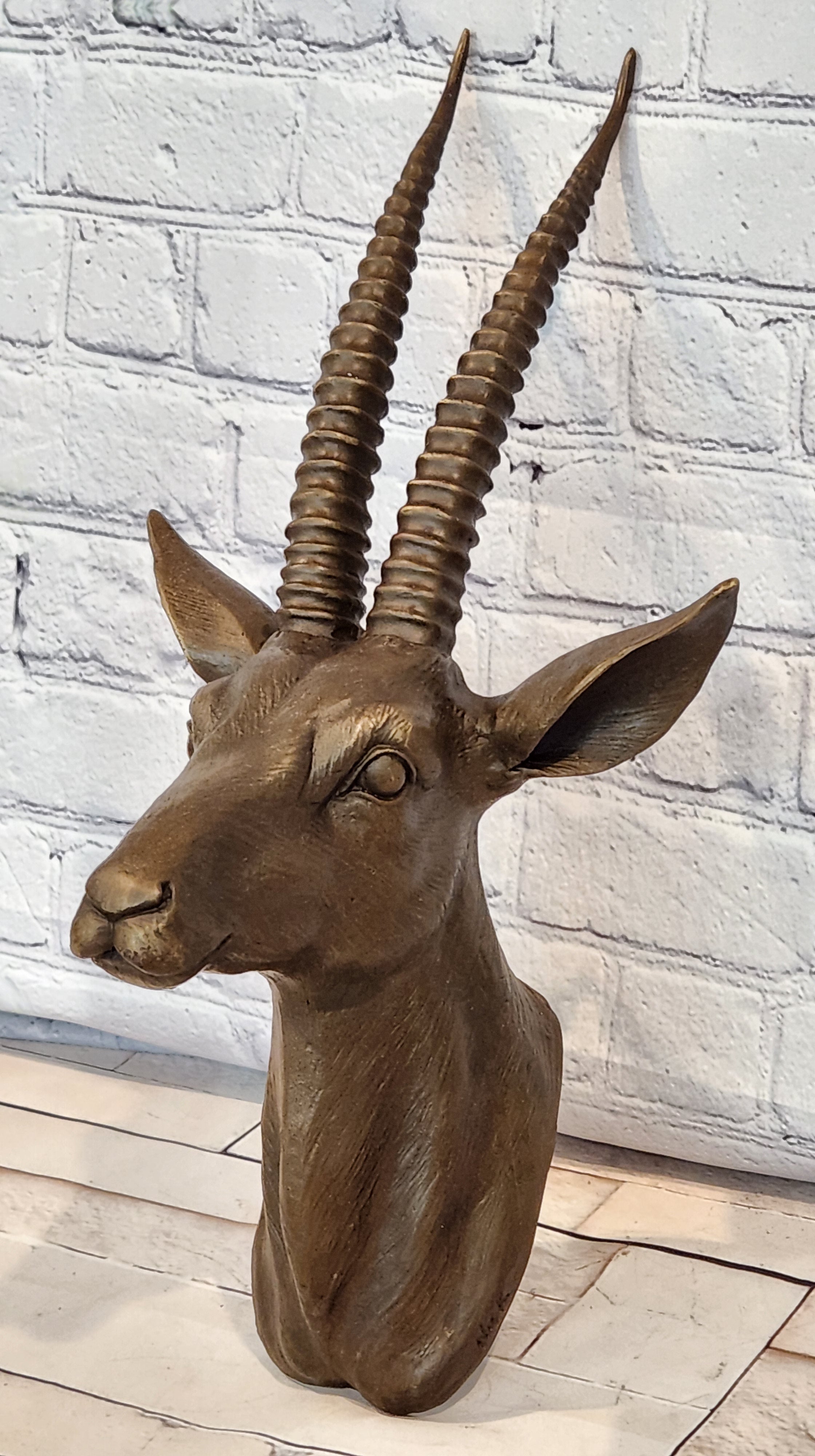 Hot Cast Hand Made Rams Head Bronze Masterpiece Home Office Decoration Figurine