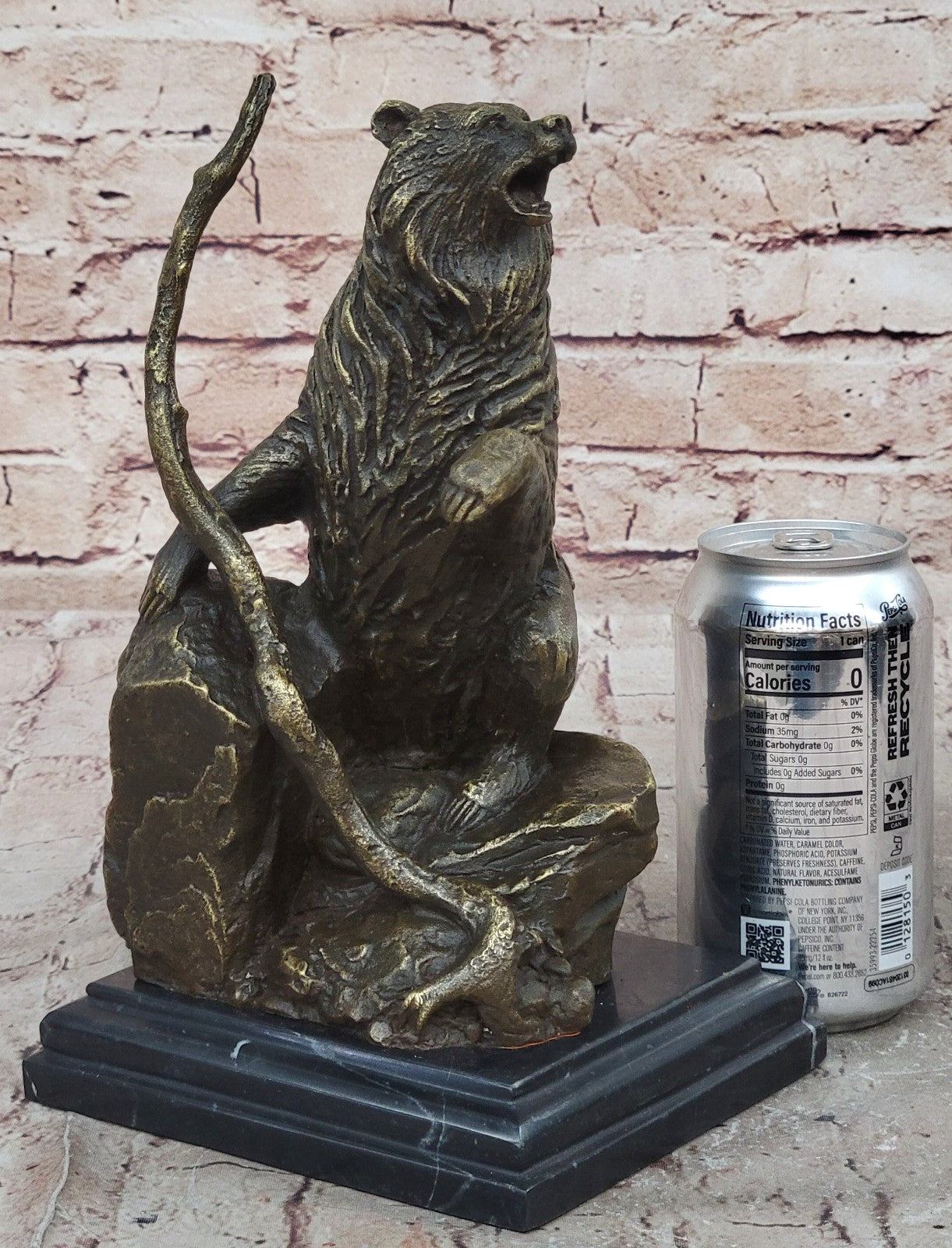 Handcrafted Detailed Wild Bear Ferocious Animal Hot Cast Bronze Sculpture Figure