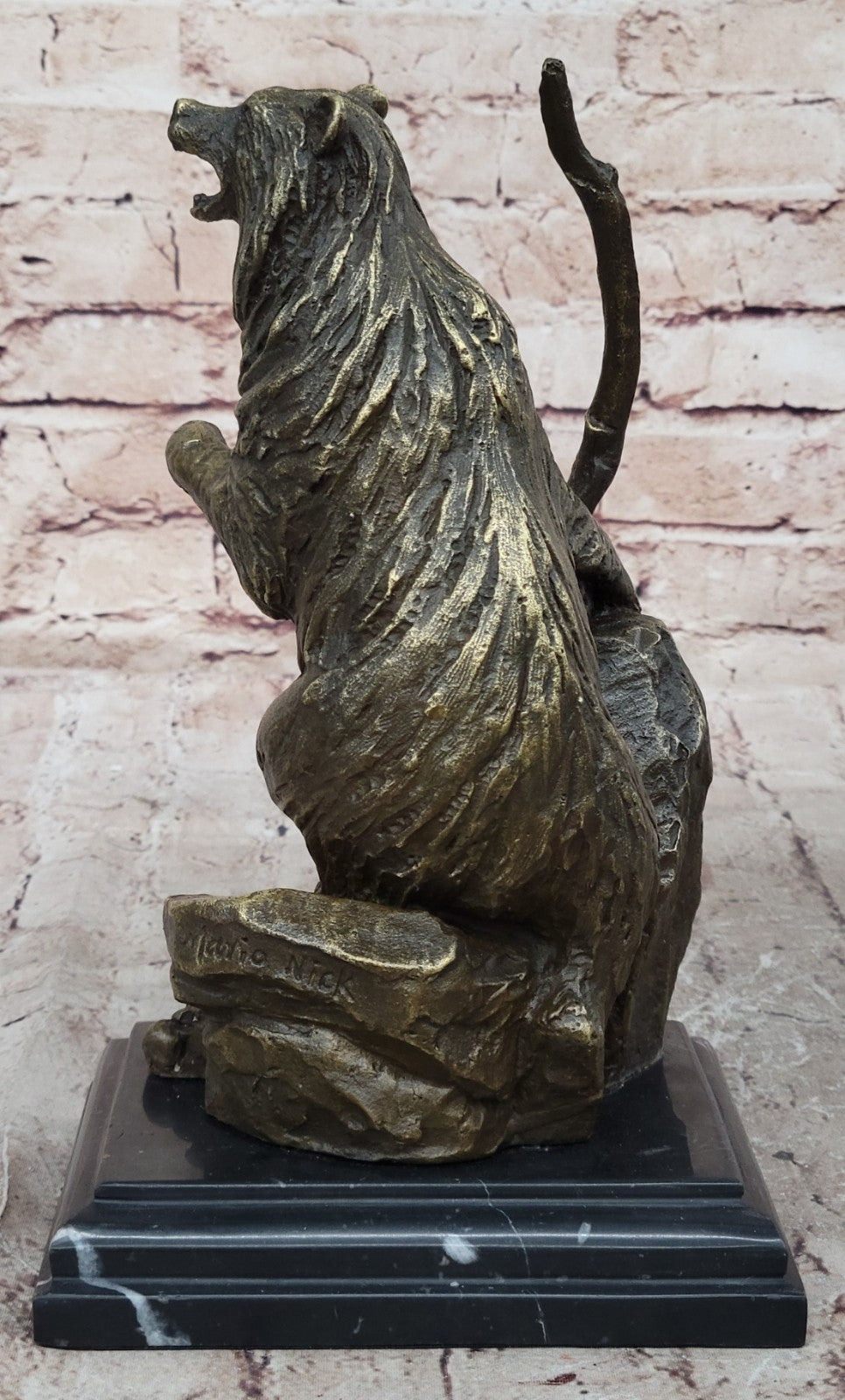 Handcrafted Detailed Wild Bear Ferocious Animal Hot Cast Bronze Sculpture Figure