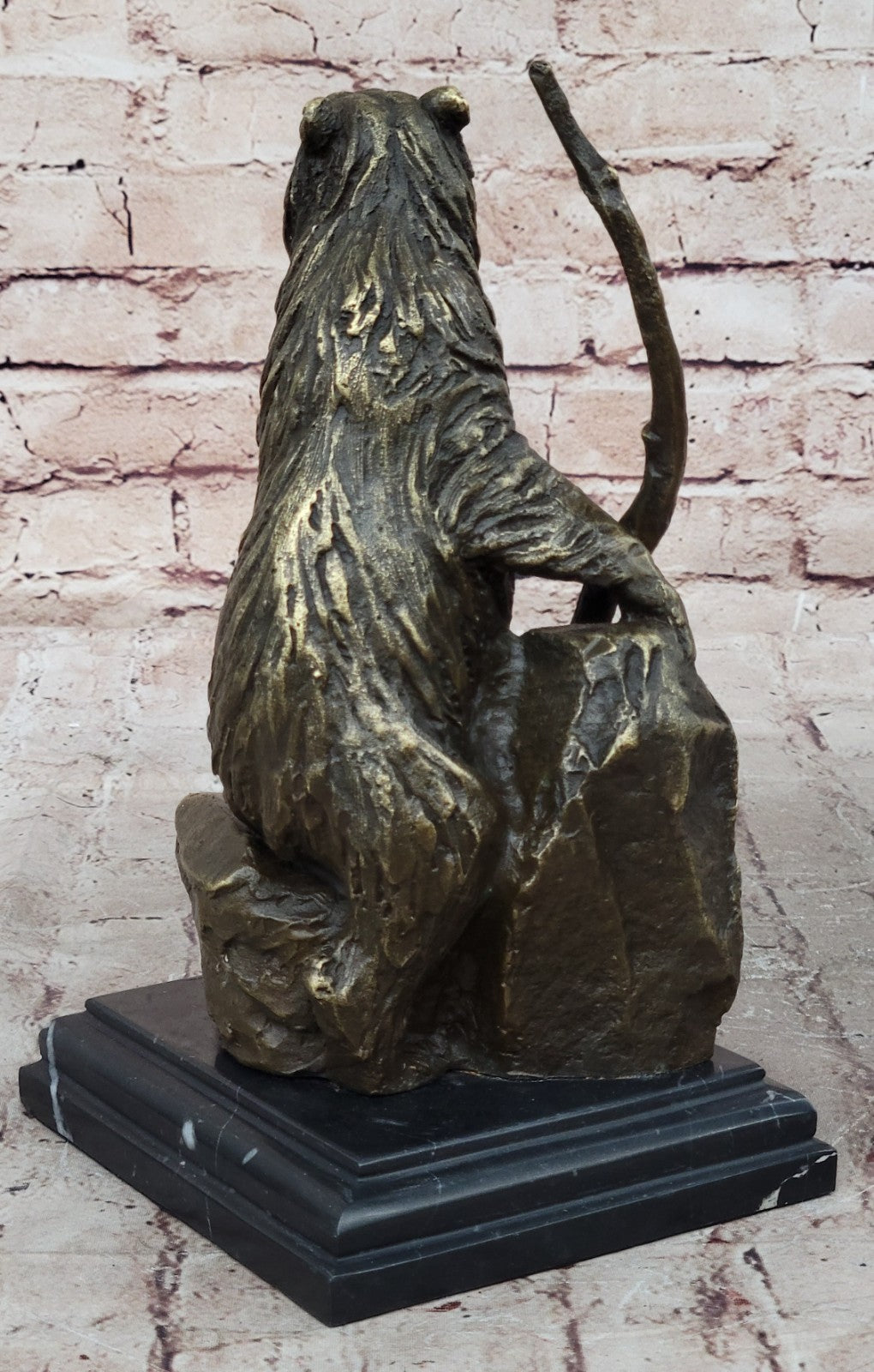 Handcrafted Detailed Wild Bear Ferocious Animal Hot Cast Bronze Sculpture Figure