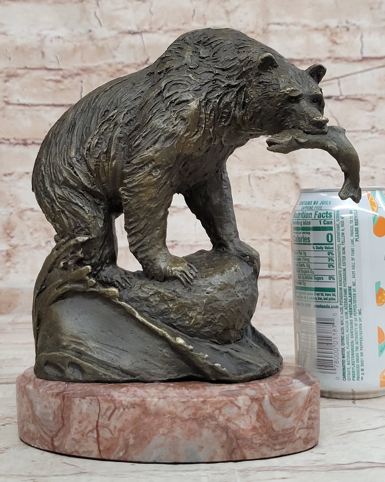 Art Deco Bear and Fish Museum Quality Artwork by Jim Ponter Bronze Sculpture NR