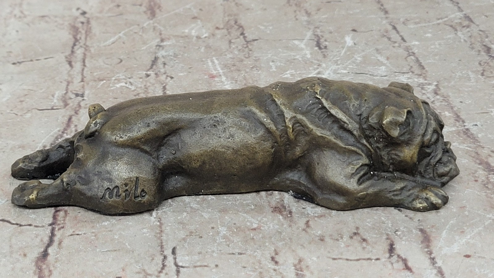 Signed Original Mario Milo English Bulldog Dog Bronze Classic Artwork Figurine
