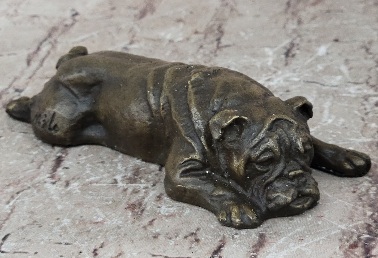 Signed Original Mario Milo English Bulldog Dog Bronze Classic Artwork Figurine