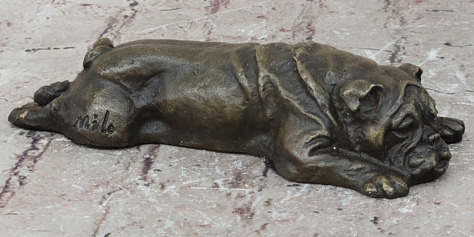 Signed Original Mario Milo English Bulldog Dog Bronze Classic Artwork Figurine