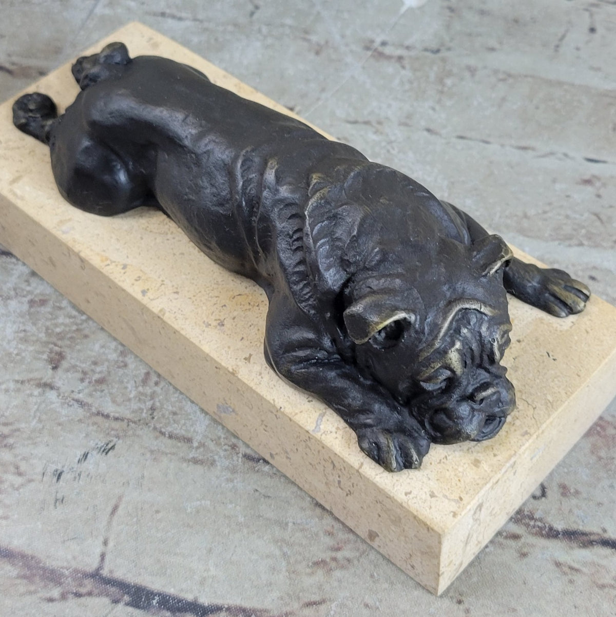 Bronze Sculpture Hand Made Statue Animal English Bulldog Dog Animal Figurine NR