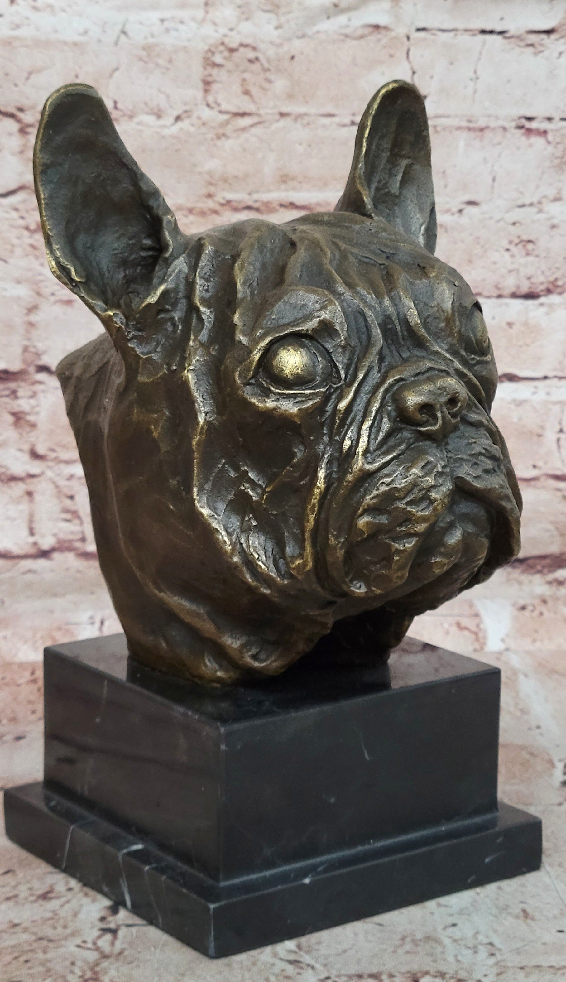 Hand Made Bulldog Bull Dog Genuine Solid Bronze Sculpture Figurine Figure