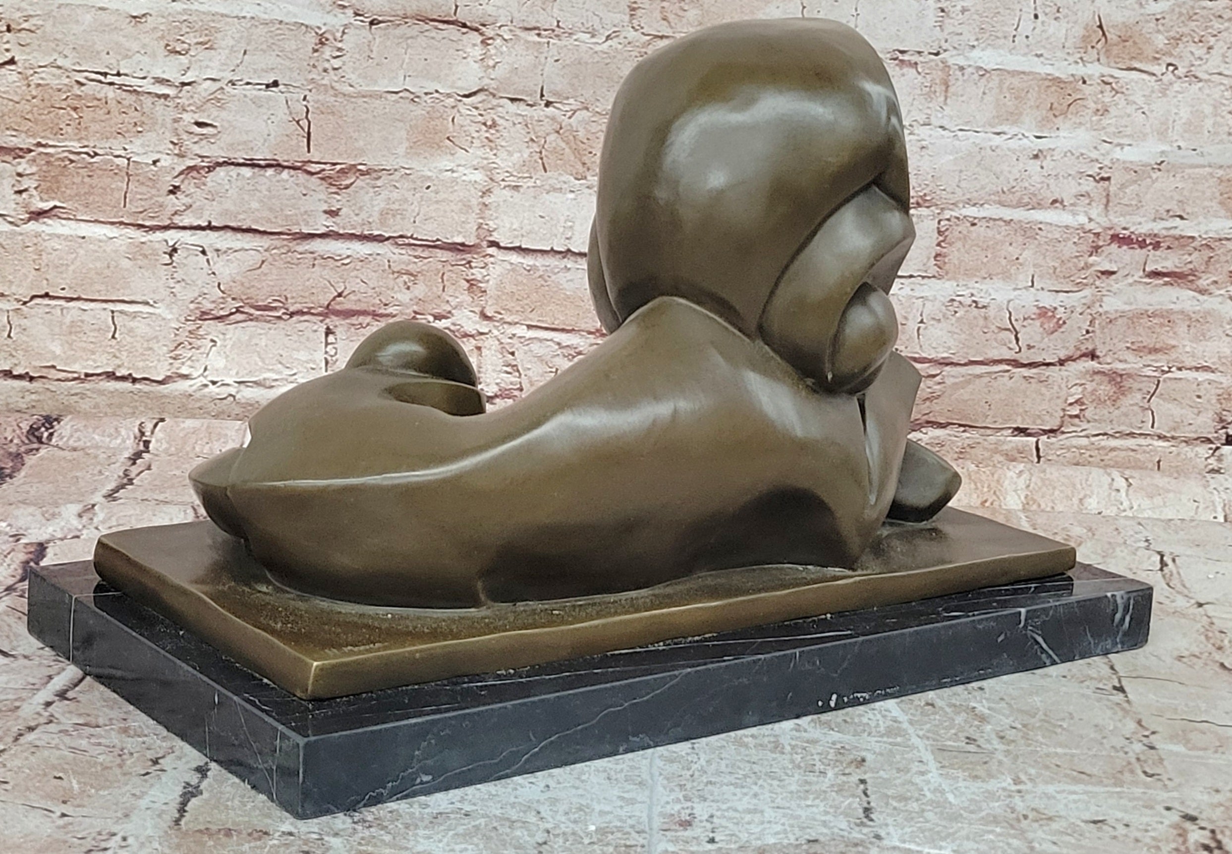 Bronze Modern Lion Sculpture Abstract Animal Statue Fine Art Collectible