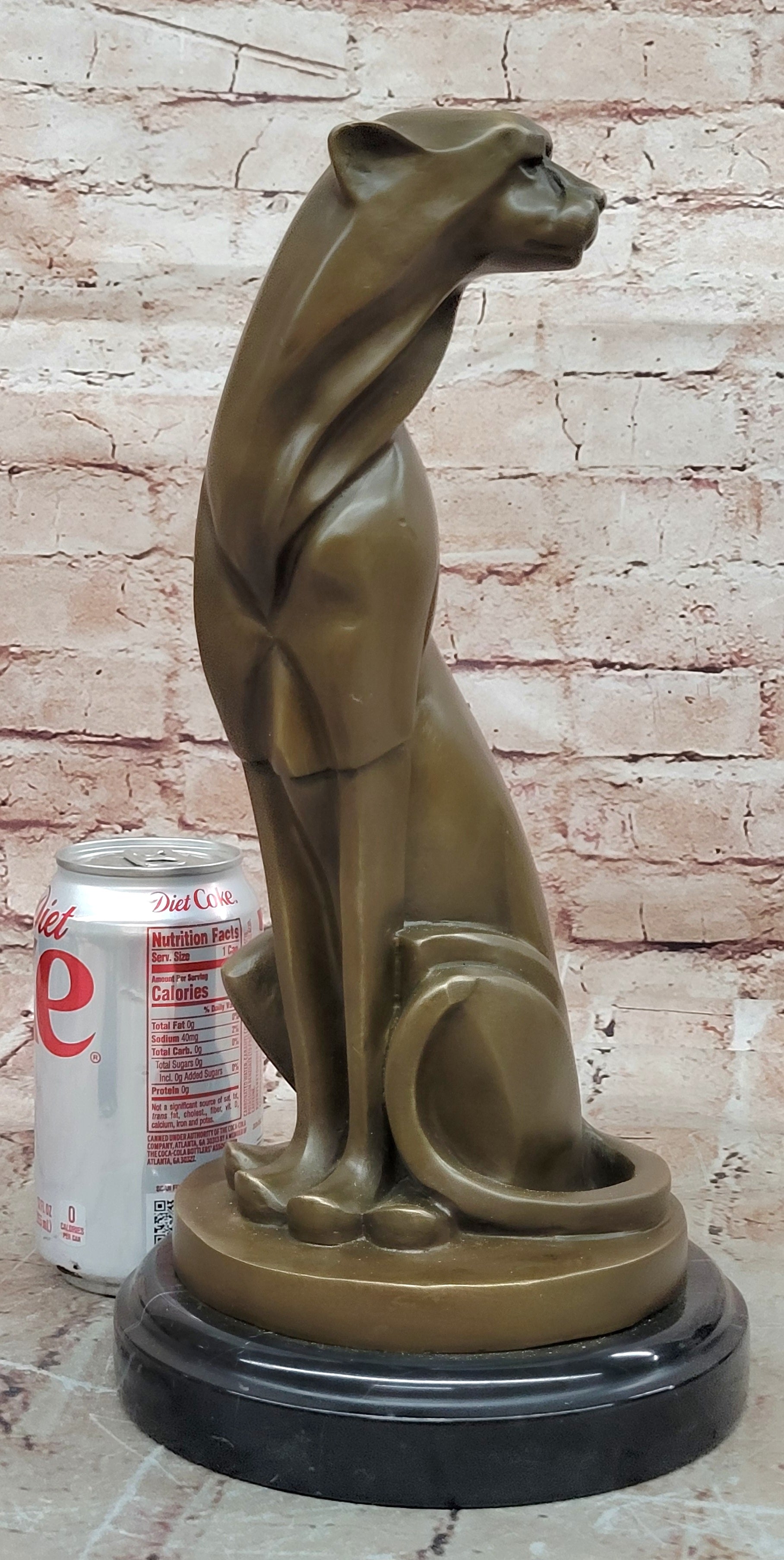 Abstract Modern Cougar Bronze Figurine By Milo Handmade Wildlife Art