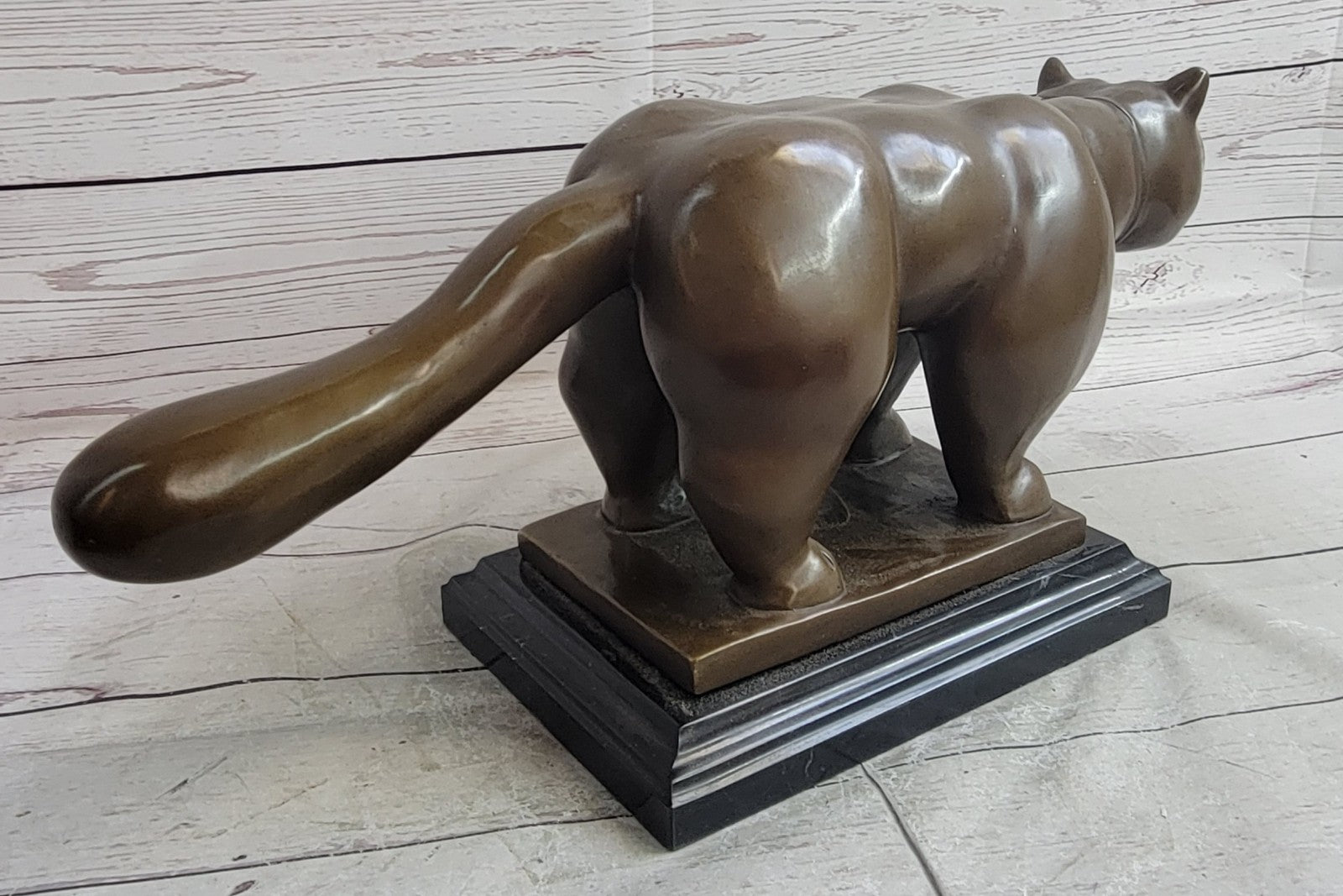 Handcrafted Detailed Botero Cat Huge Bronze Sculpture Classic Animal Sale Gift