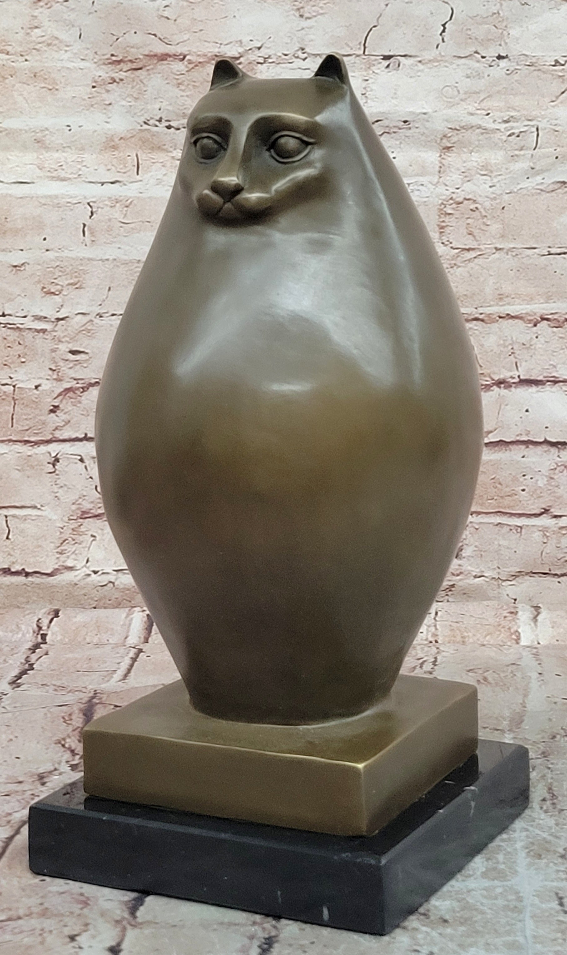 Extra Large Abstract Fat Cat Bronze Figurine Investment Grade Artwork Art