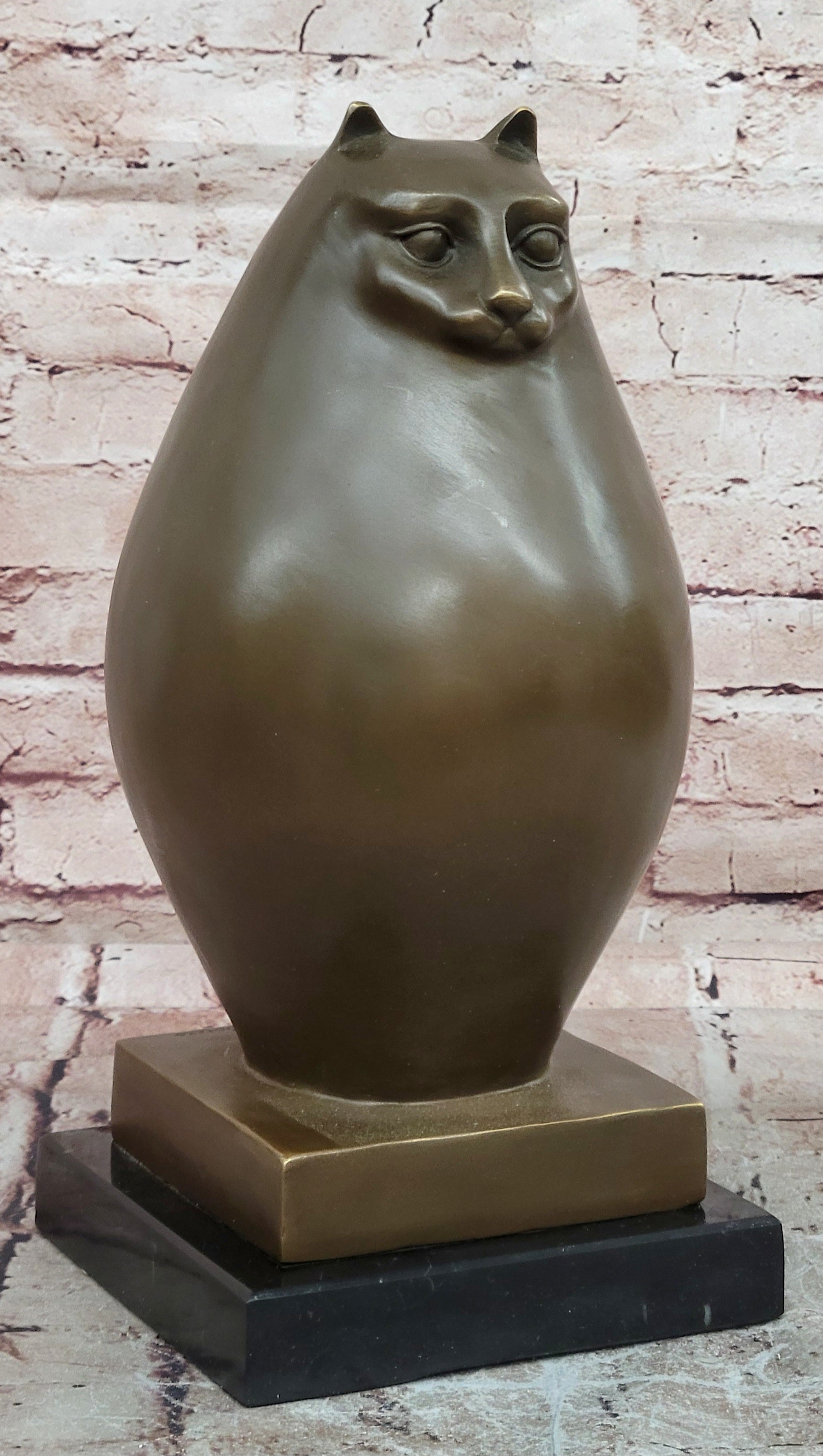 Extra Large Abstract Fat Cat Bronze Figurine Investment Grade Artwork Art