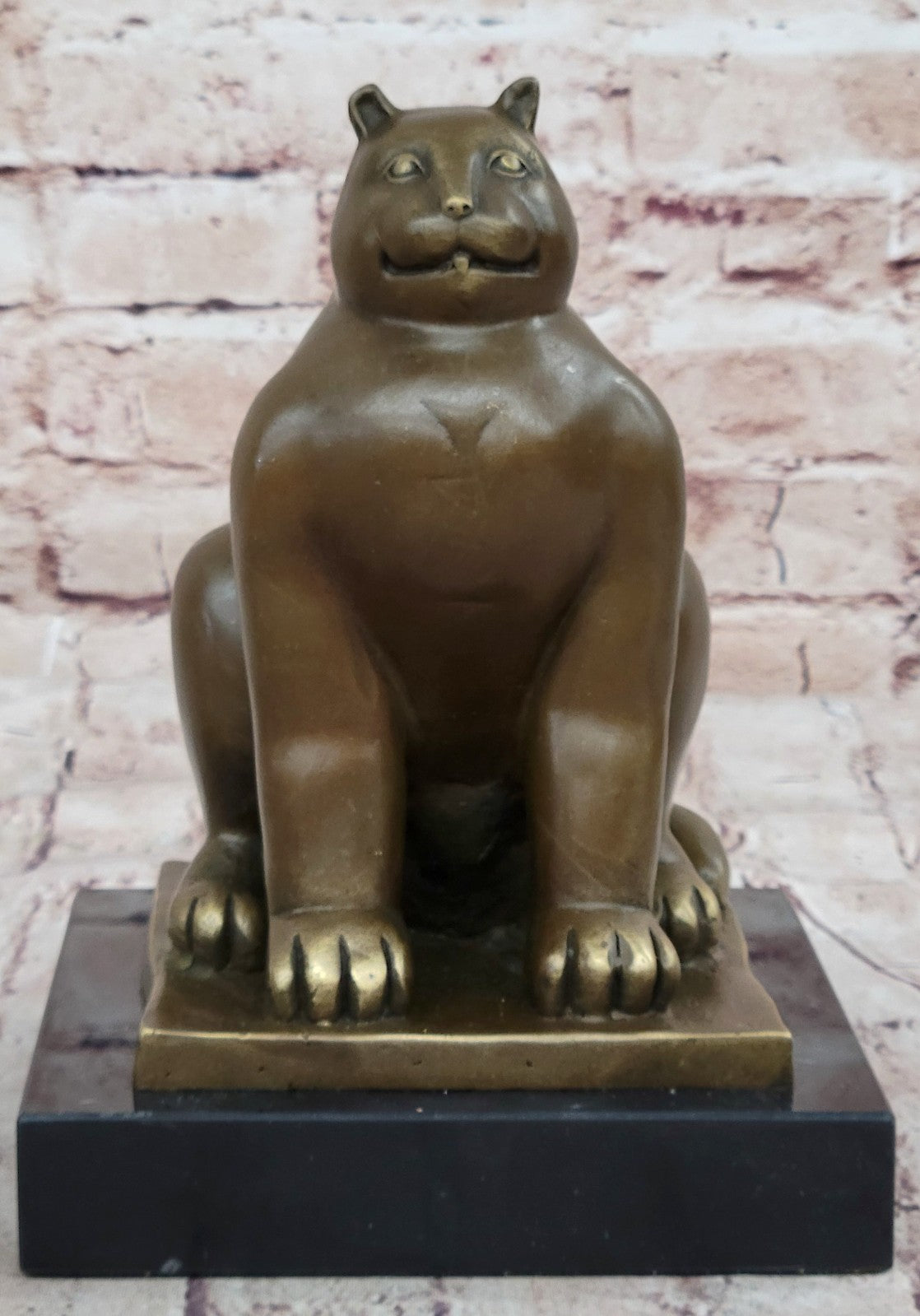 Handcrafted Detailed  Hot Cast Cat by Botero Bronze Sculpture Statue Figure Sale