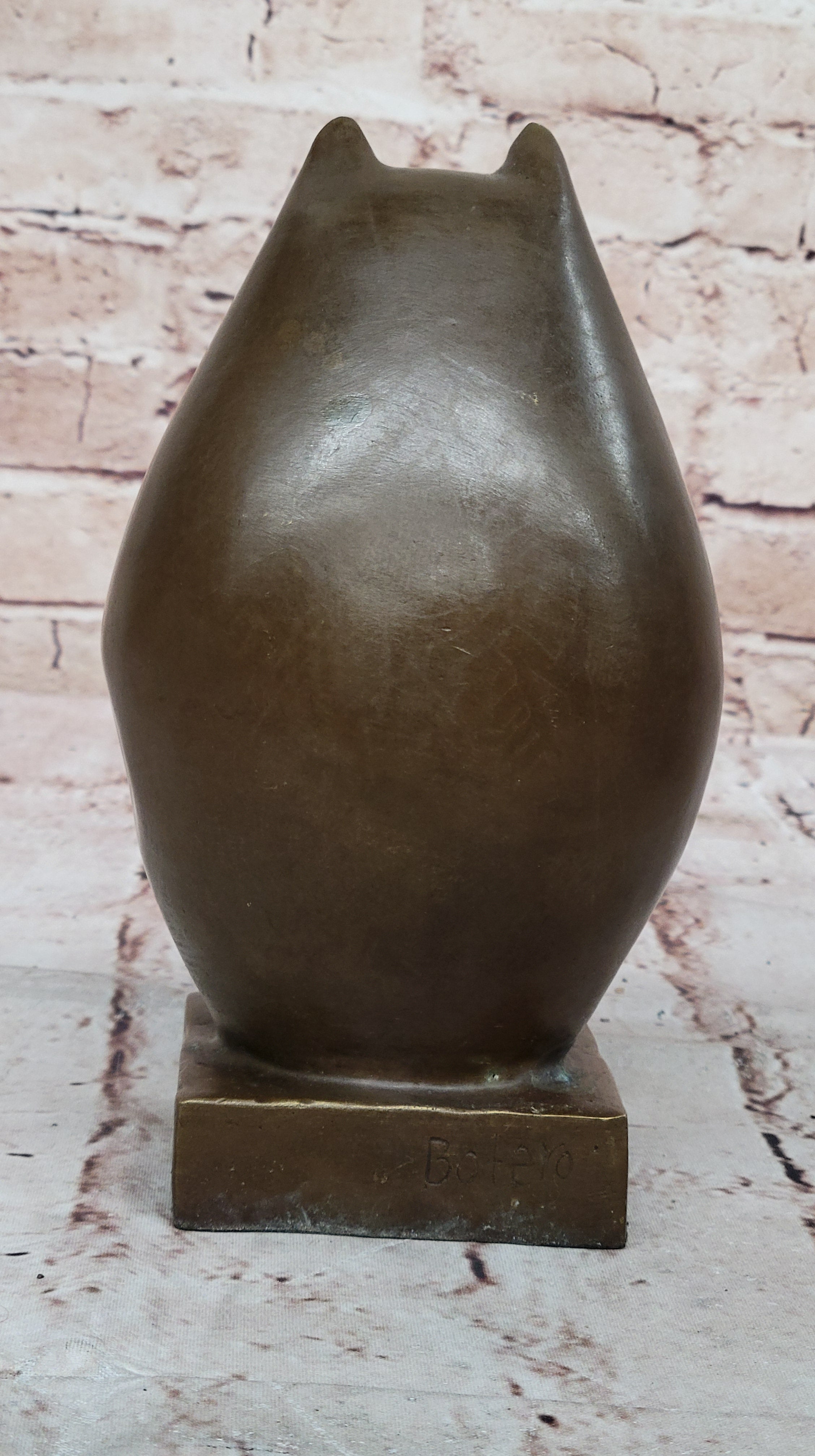 Bronze Sculpture Chubby Cat Signed Original Handcrafted Figurine Figure Statue