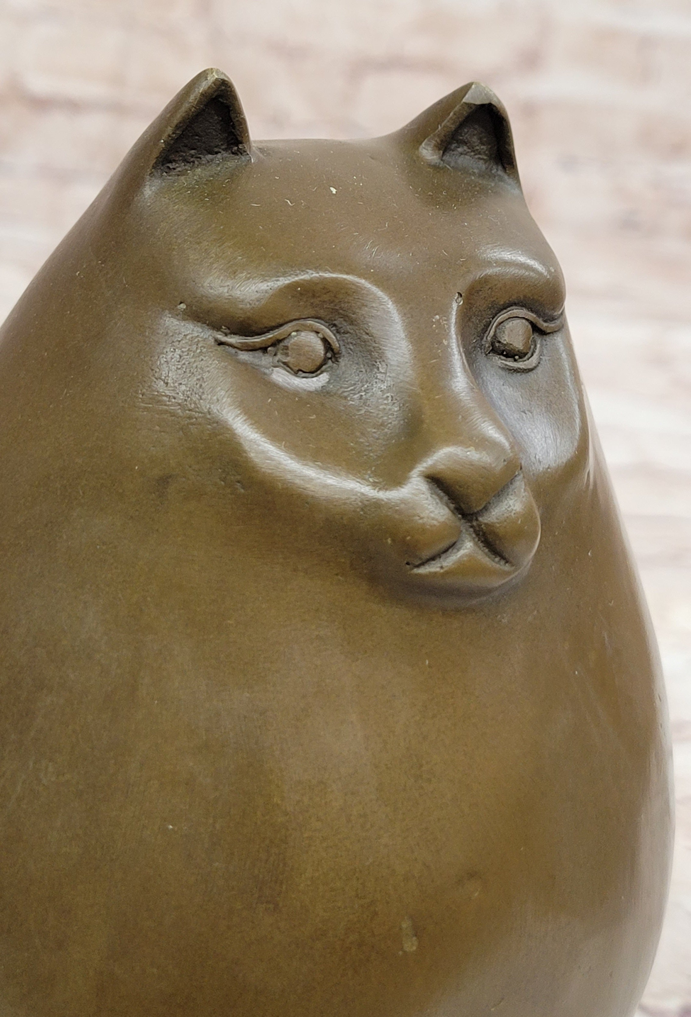 Bronze Sculpture Chubby Cat Signed Original Handcrafted Figurine Figure Statue