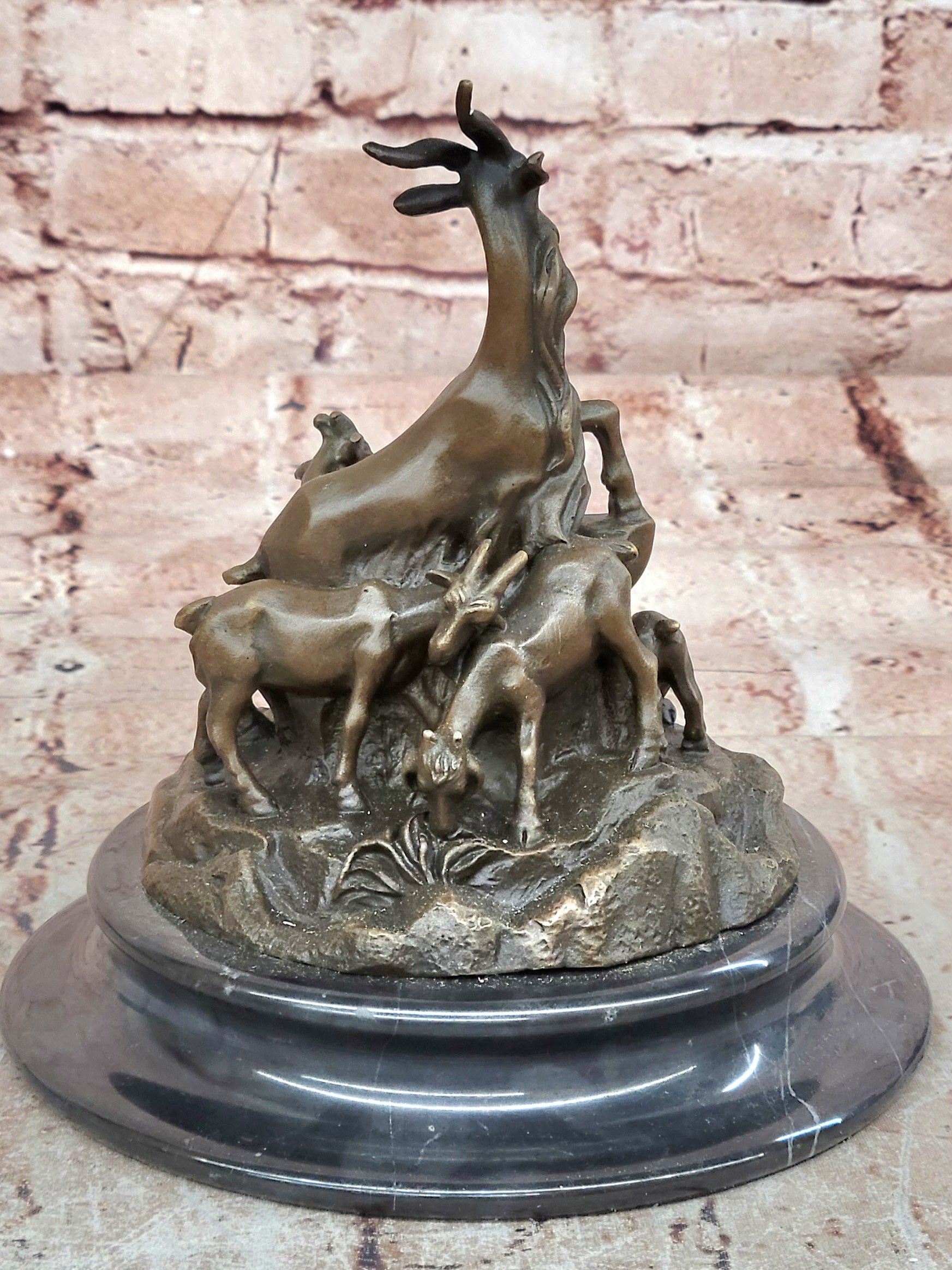 Milo Bronze Farm Animal Sculpture Goat Family Fine Art Figurine Statue