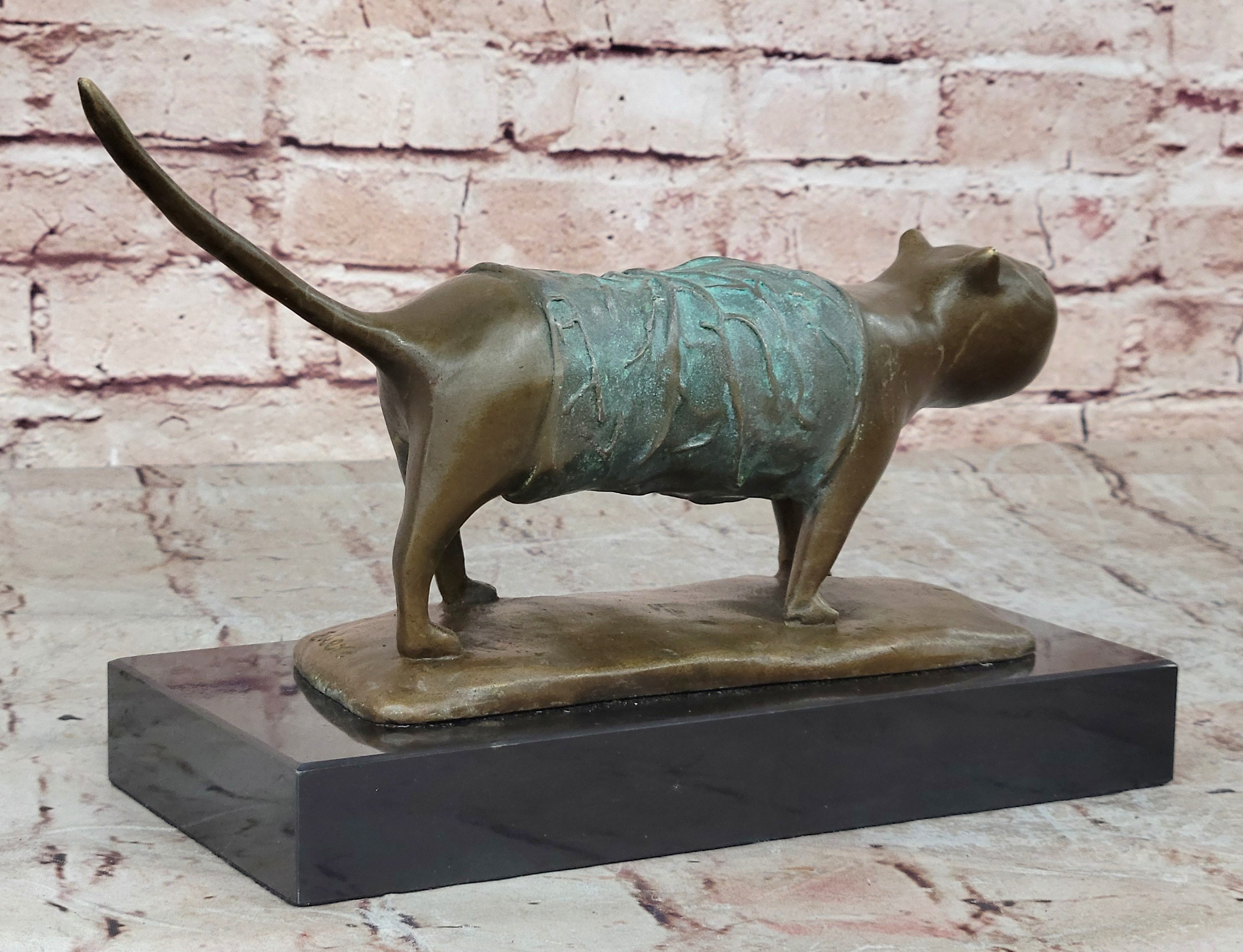 Abstract Modern Cat Bronze Sculpture: Hand Made Botero Feline Collectible