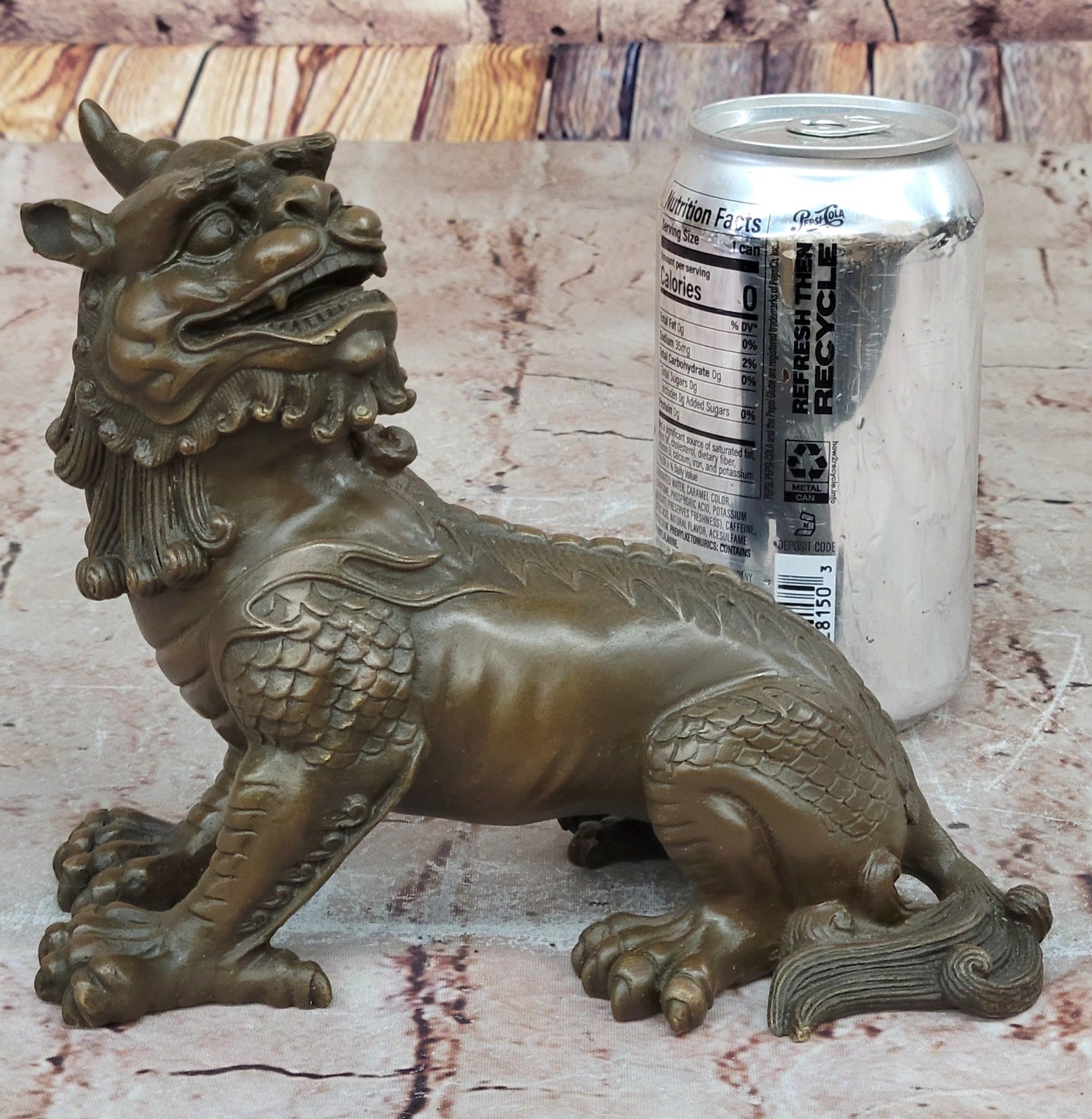 Exquisite Chinese Bronze Auspicious Lion Foo Dog Statue Signed Art