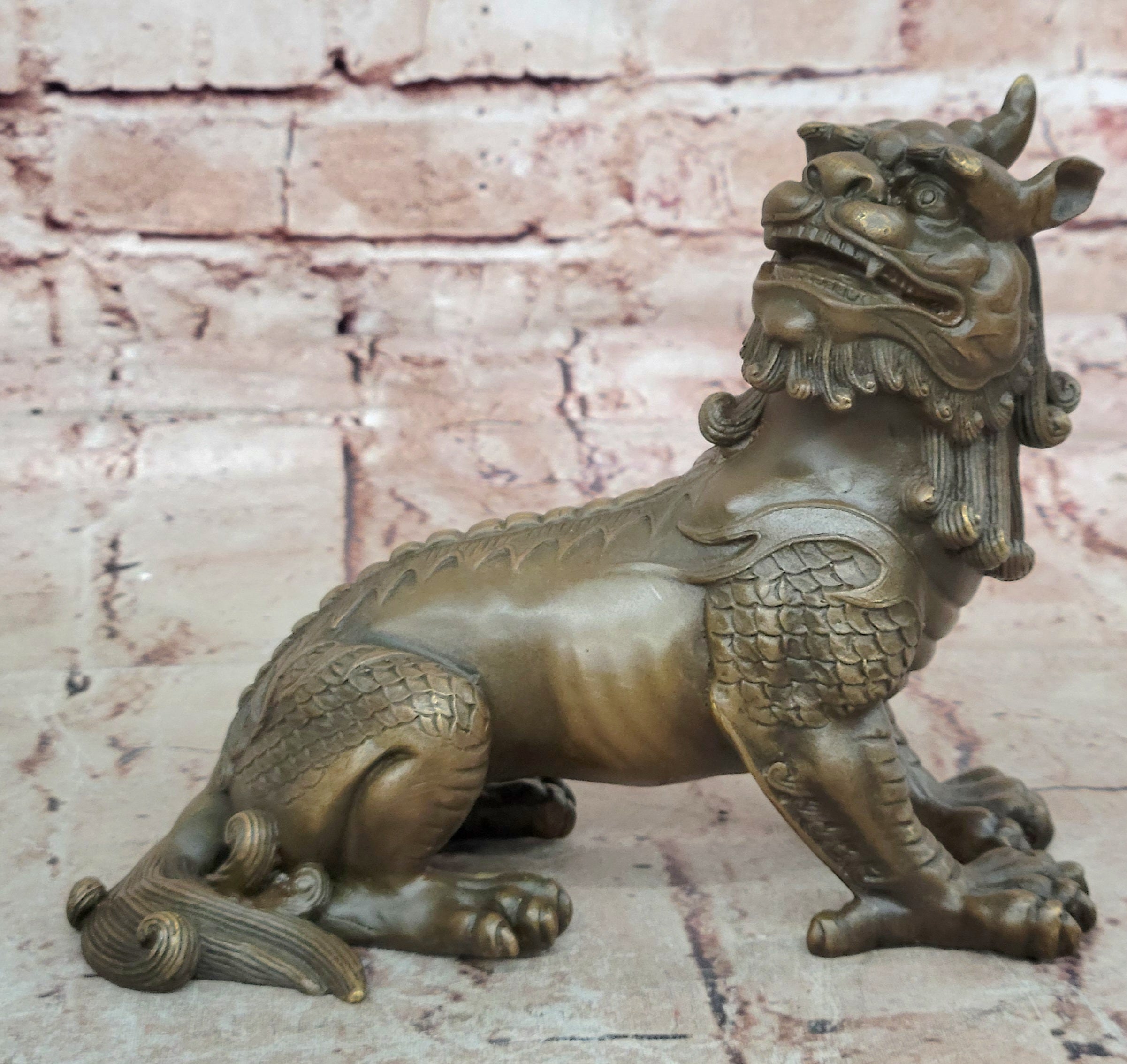 Rare Vintage Chinese Bronze Auspicious Lion Foo Dog Statue Artwork