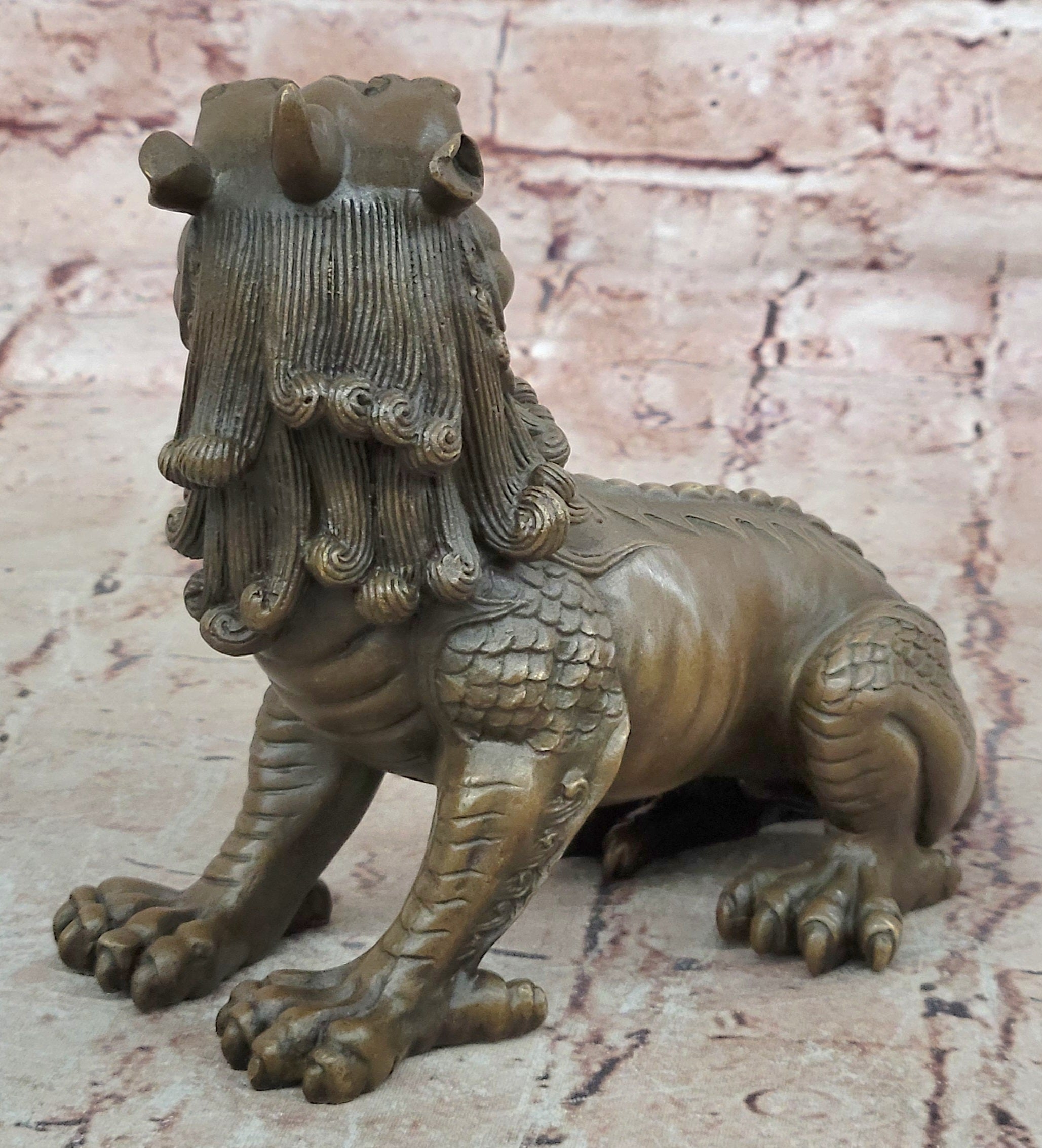 Rare Vintage Chinese Bronze Auspicious Lion Foo Dog Statue Artwork