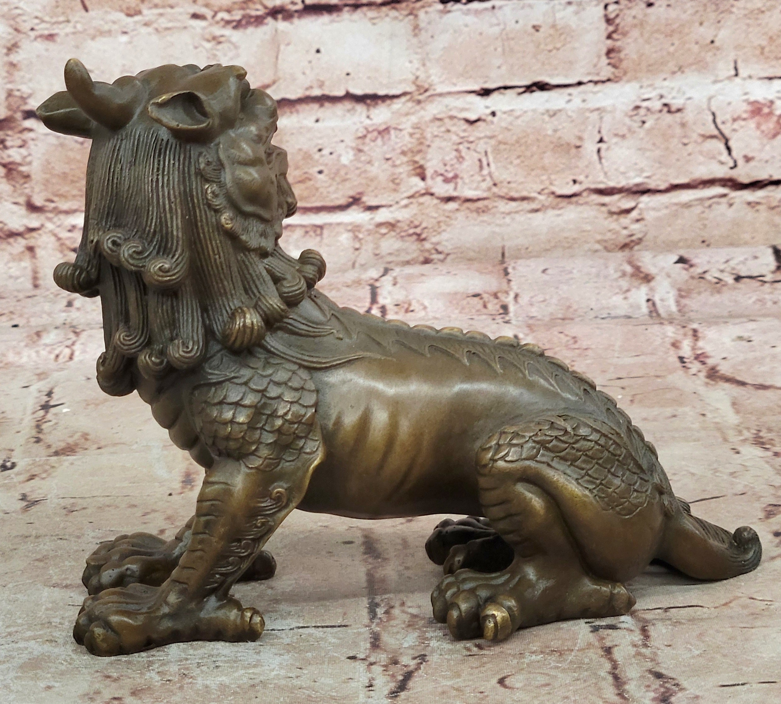 Rare Vintage Chinese Bronze Auspicious Lion Foo Dog Statue Artwork