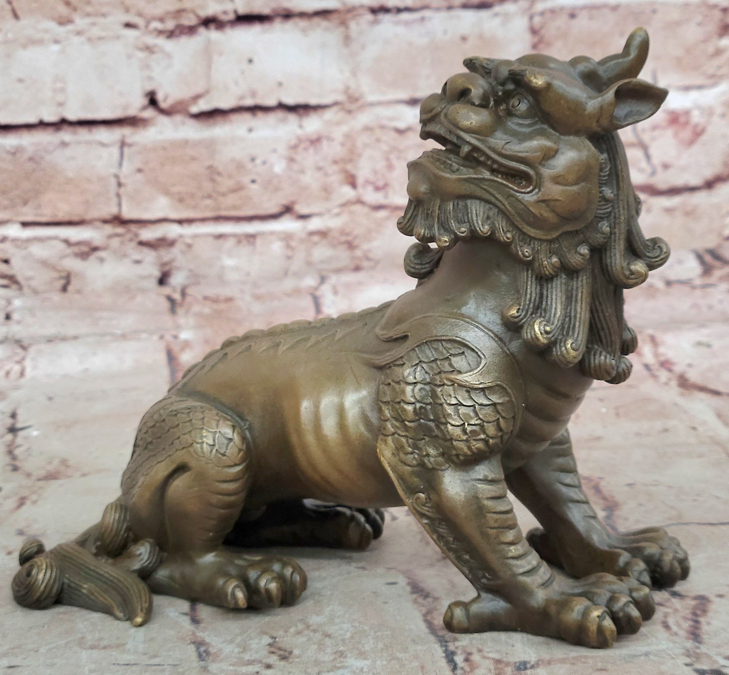 Rare Vintage Chinese Bronze Auspicious Lion Foo Dog Statue Artwork