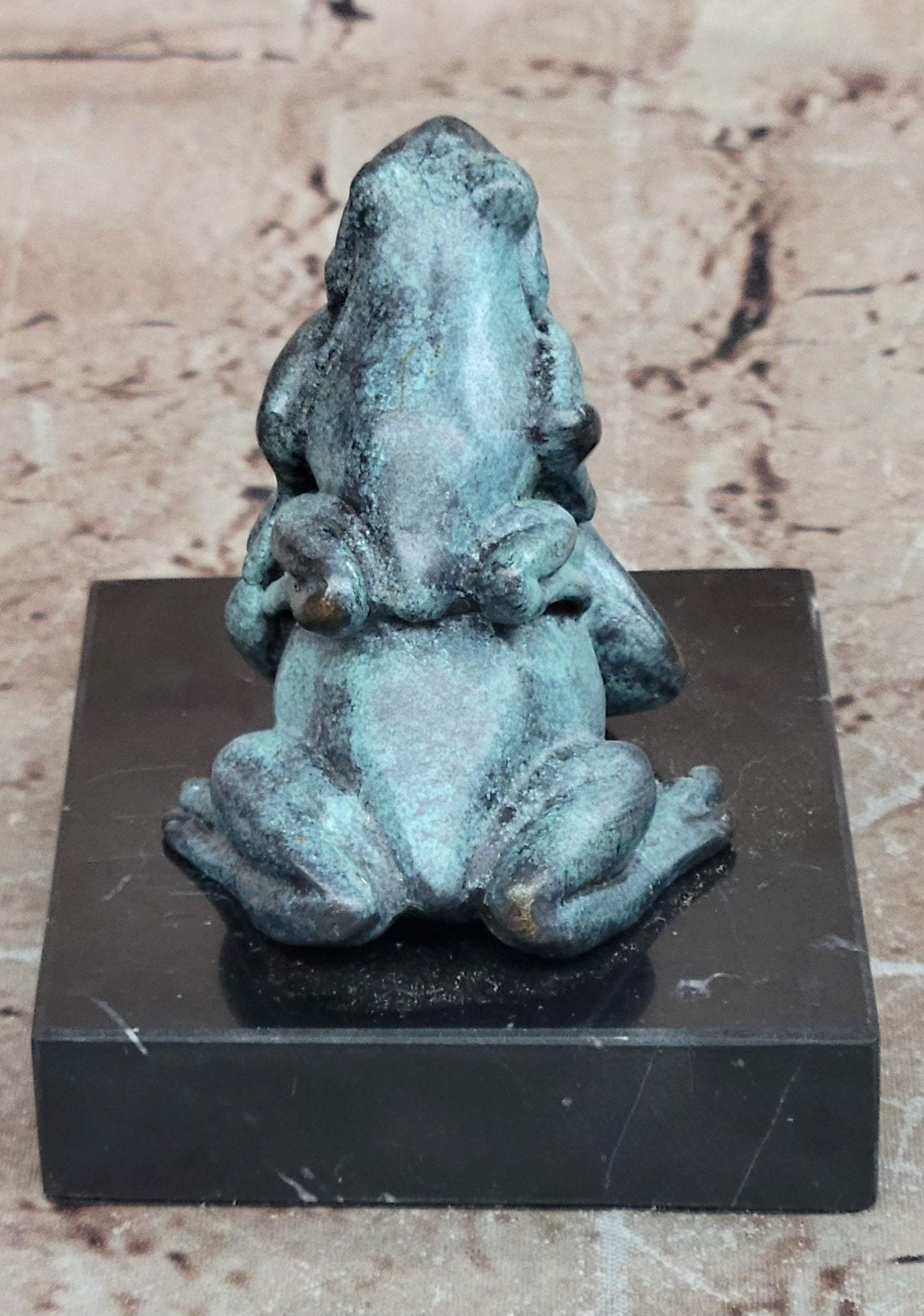 Bronze Frog Sculpture Signed Milo Mother And Baby Home Office Décor