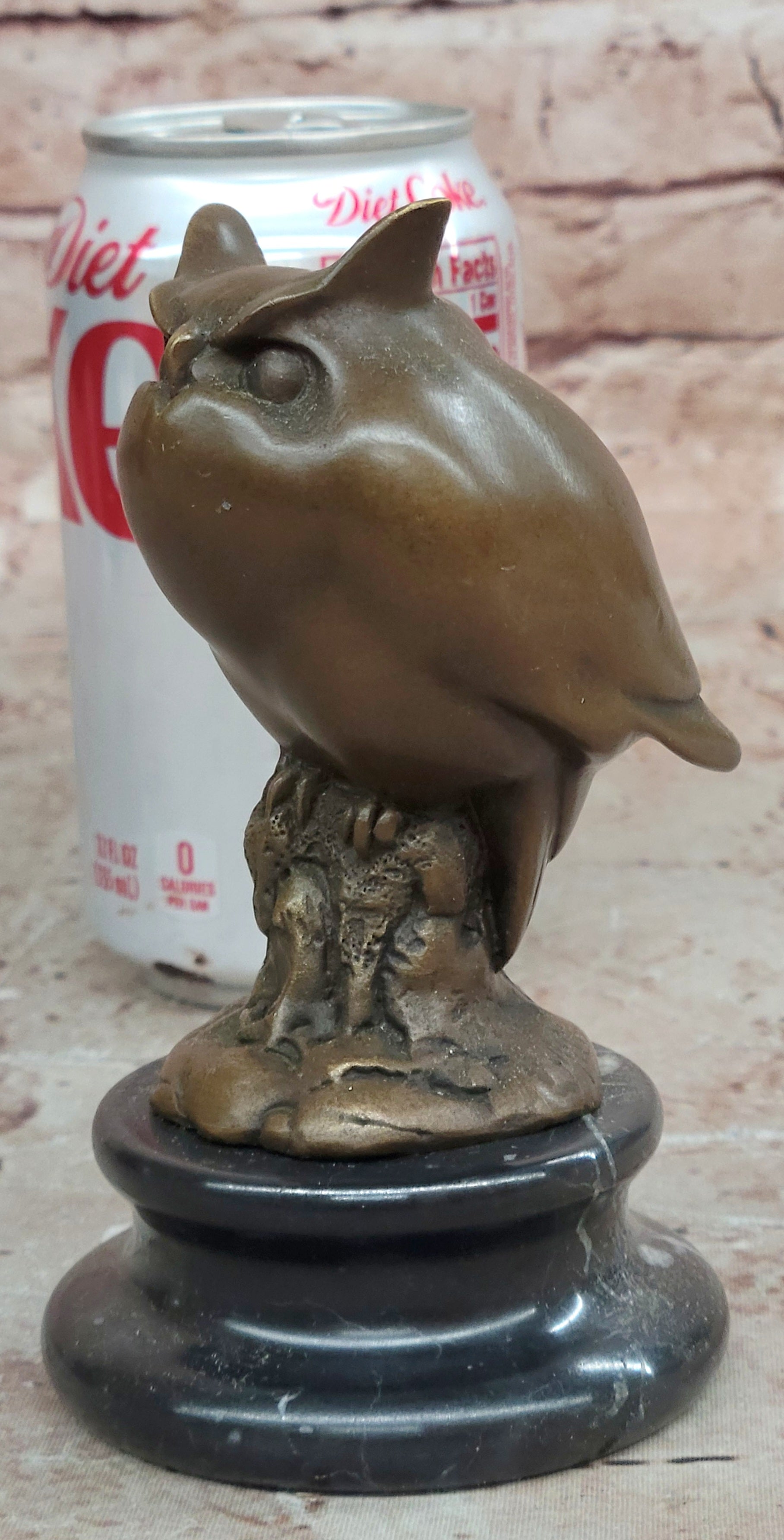 Signed Milo Bronze Owl Sculpture Marble Base Wildlife Animal Artwork