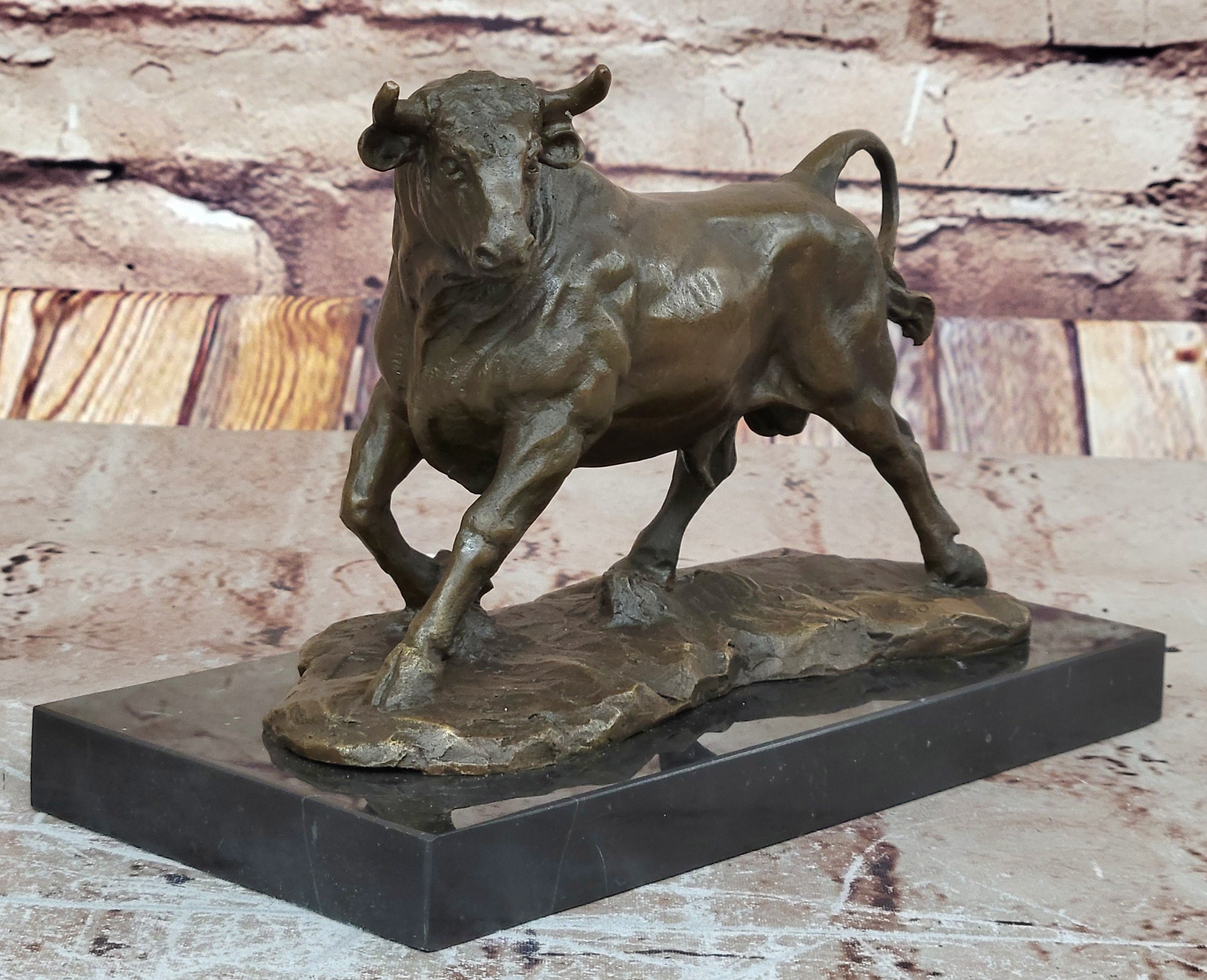 Bronze Abstract Bronze Bull Horns Statue Figurine Sculpture Stock Broker Gift