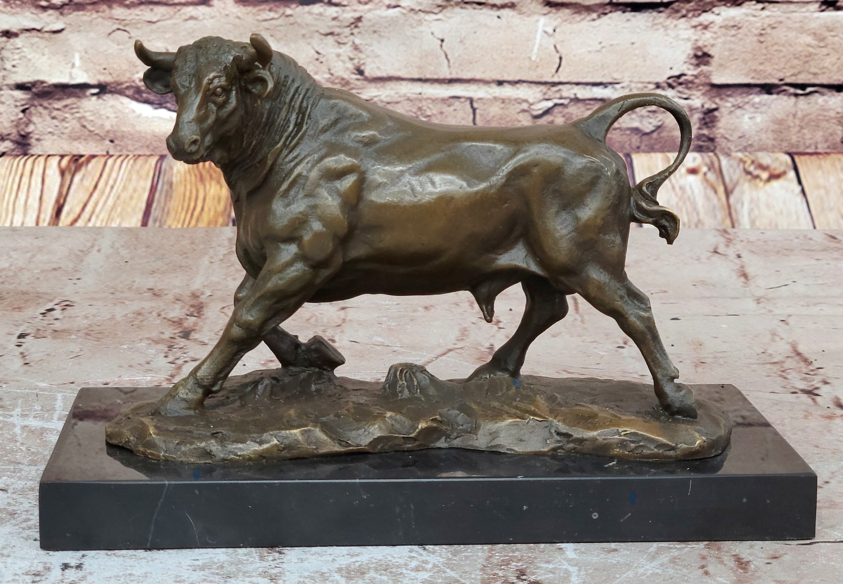 Bronze Abstract Bronze Bull Horns Statue Figurine Sculpture Stock Broker Gift