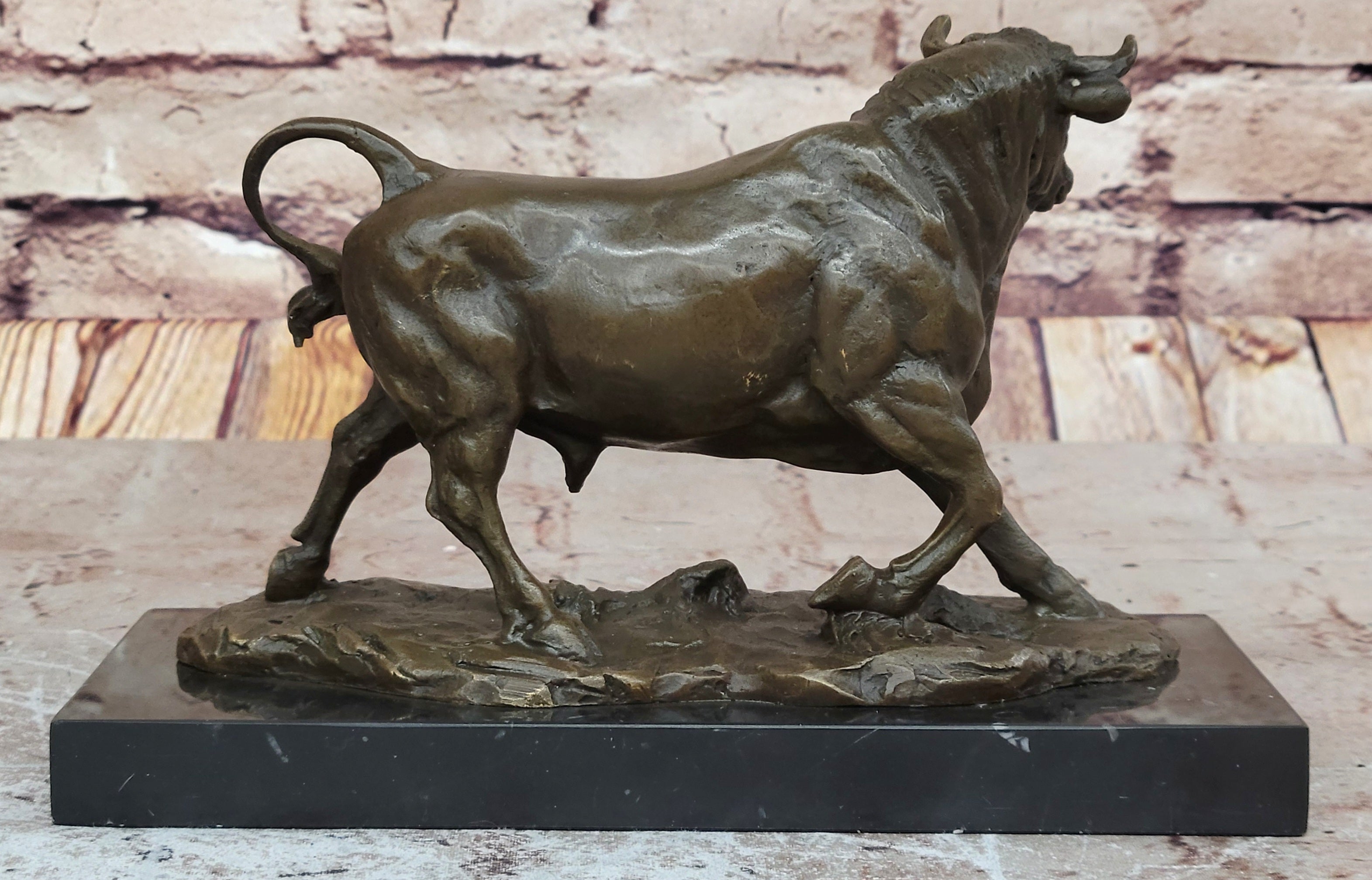Bronze Abstract Bronze Bull Horns Statue Figurine Sculpture Stock Broker Gift