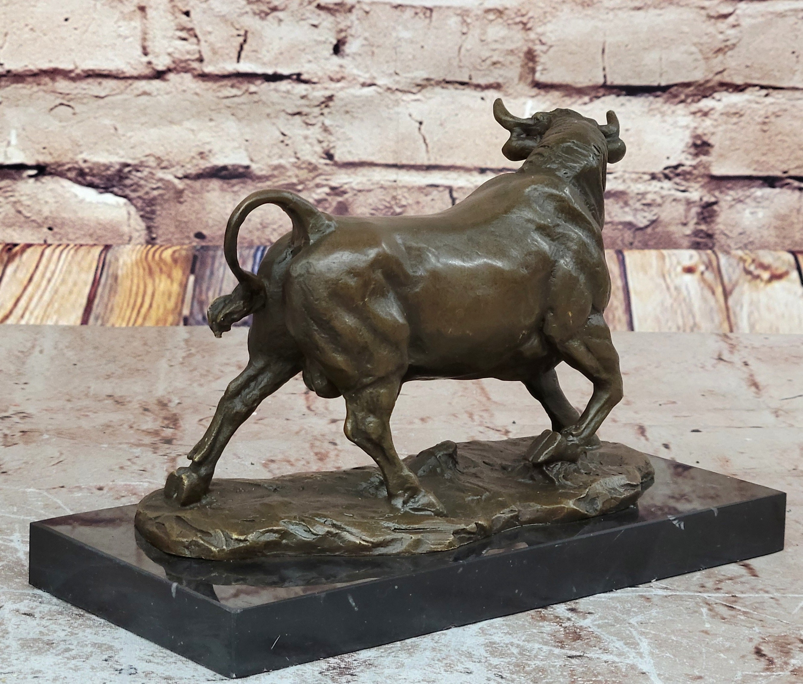 Bronze Abstract Bronze Bull Horns Statue Figurine Sculpture Stock Broker Gift