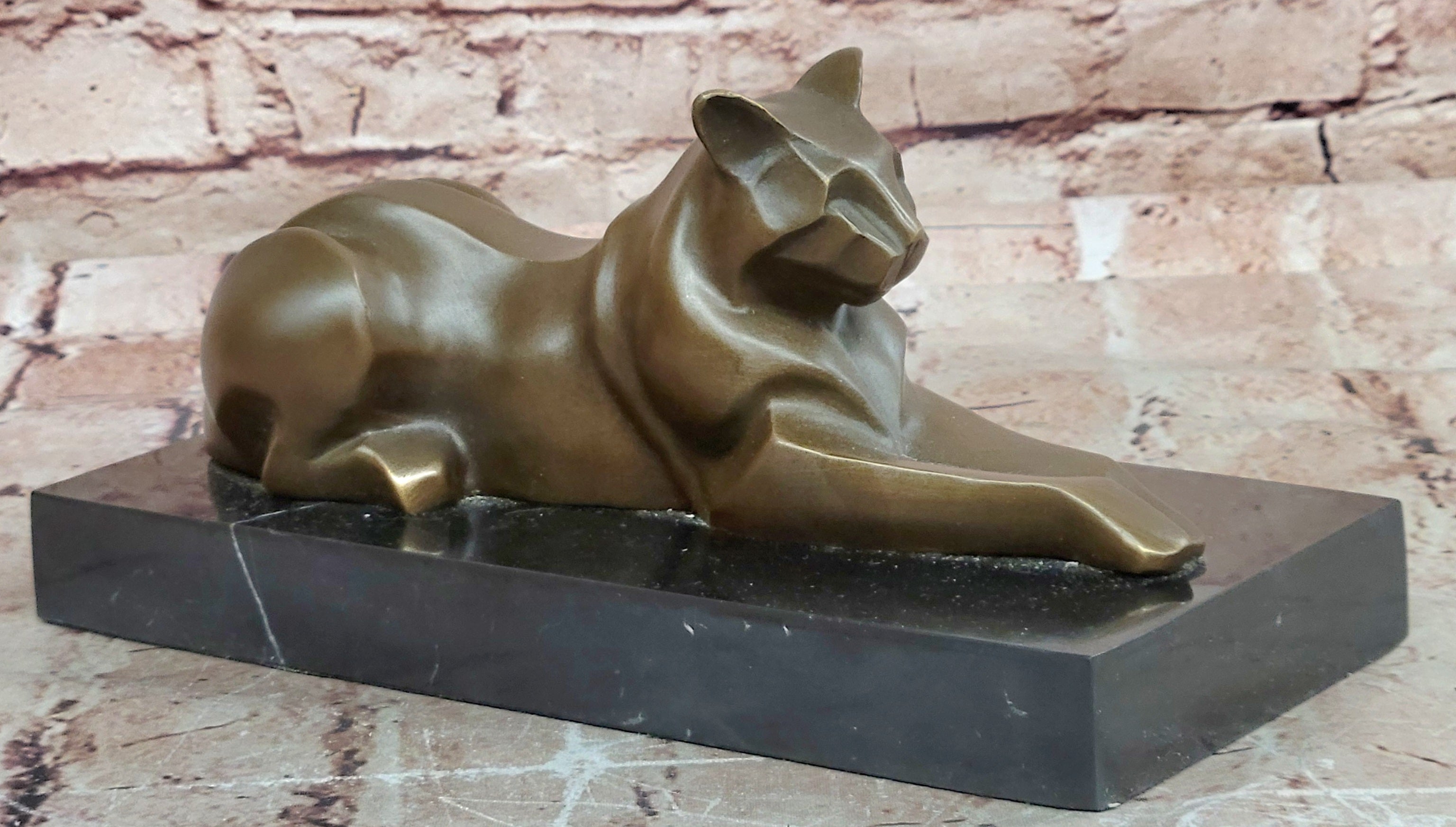 Original Milo Modernist Cat Bronze Sculpture Abstract Modern Art Collectible