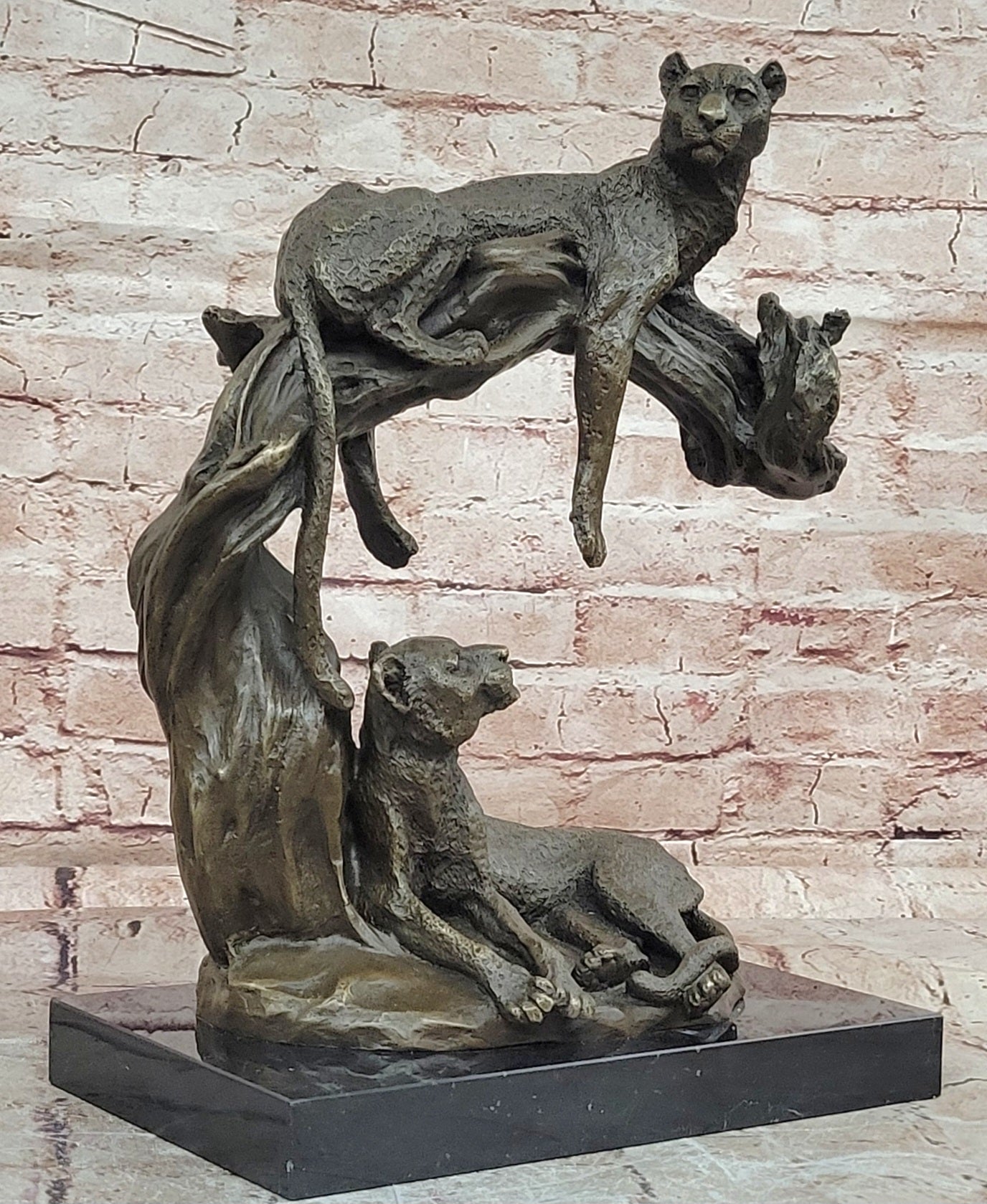 Collectible Statue bronze sculpture Animal Barye Wildlife African Lion Figurine