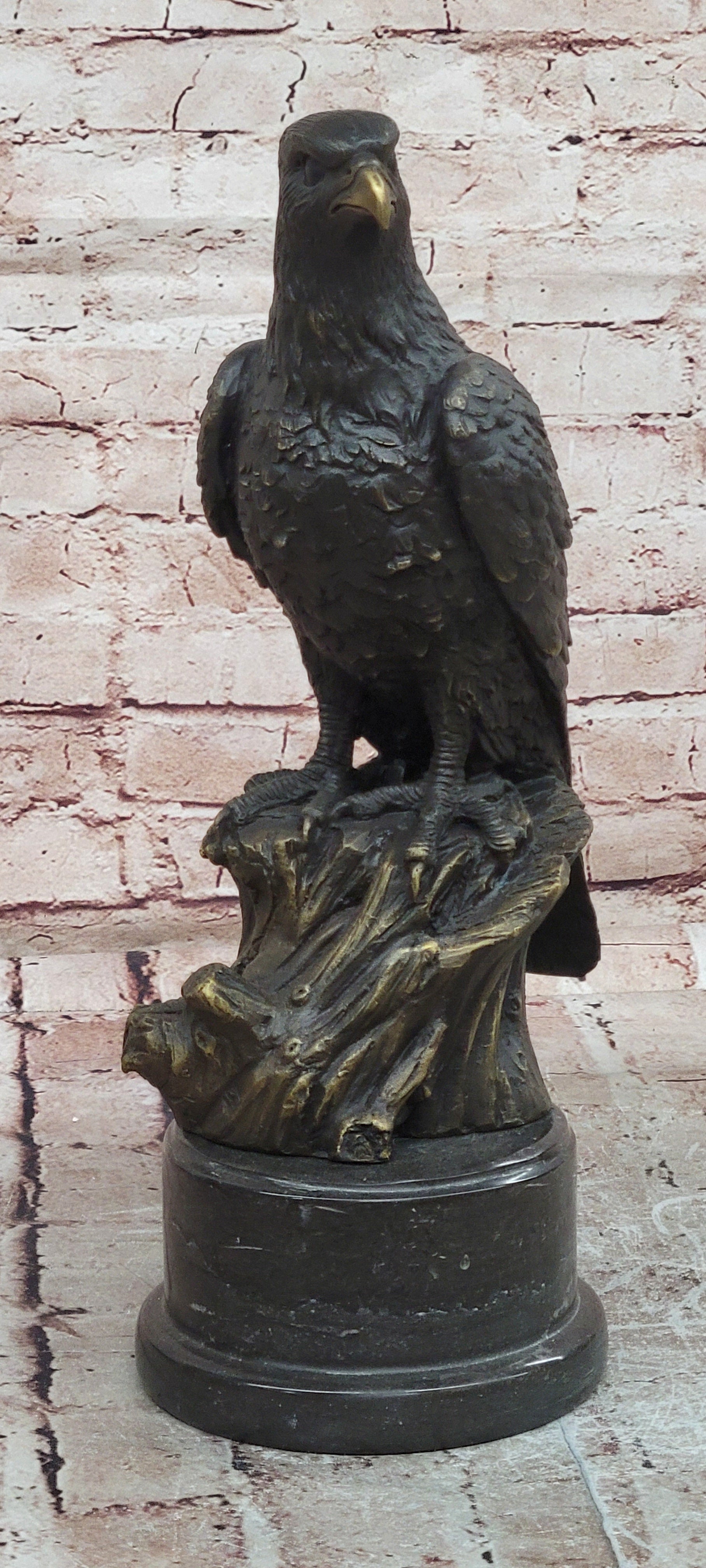 Hand Made Bronze Eagle Sculpture Hawk Falcon Bird Collectible Art