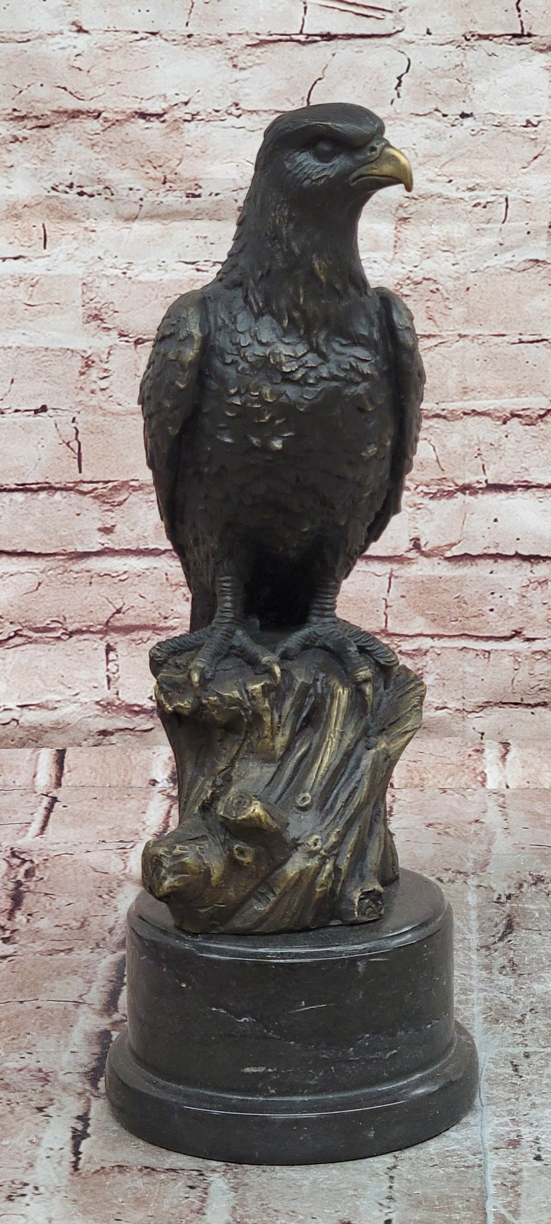 Hand Made Bronze Eagle Sculpture Hawk Falcon Bird Collectible Art