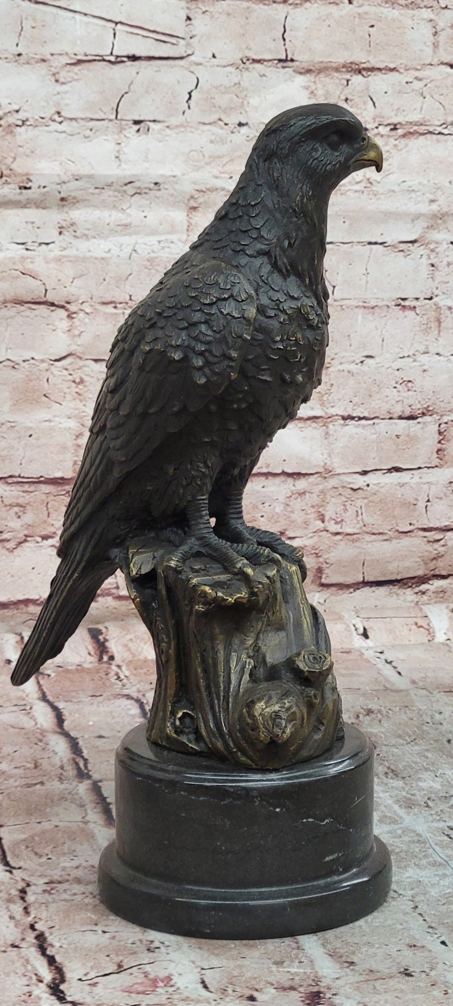 Hand Made Bronze Eagle Sculpture Hawk Falcon Bird Collectible Art